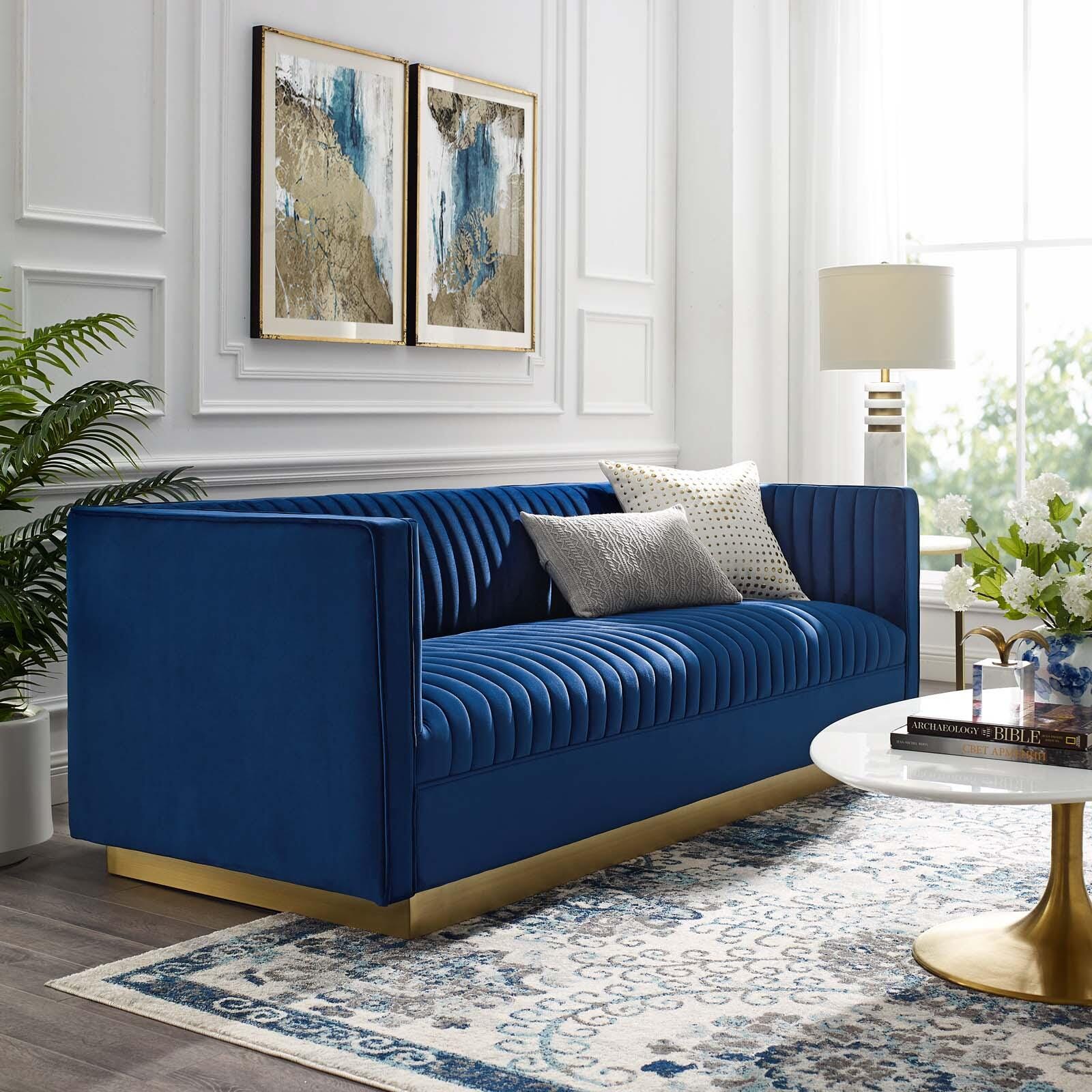 Modway Sanguine Sofa, Navy/Gold, rollover