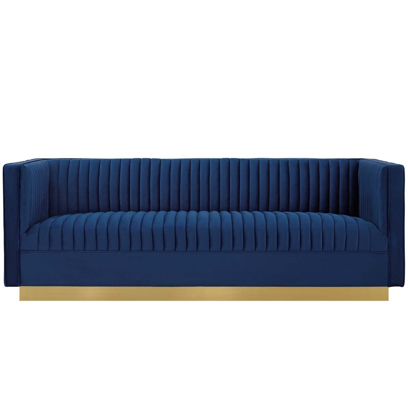 Modway Sanguine Sofa, Navy/Gold, large