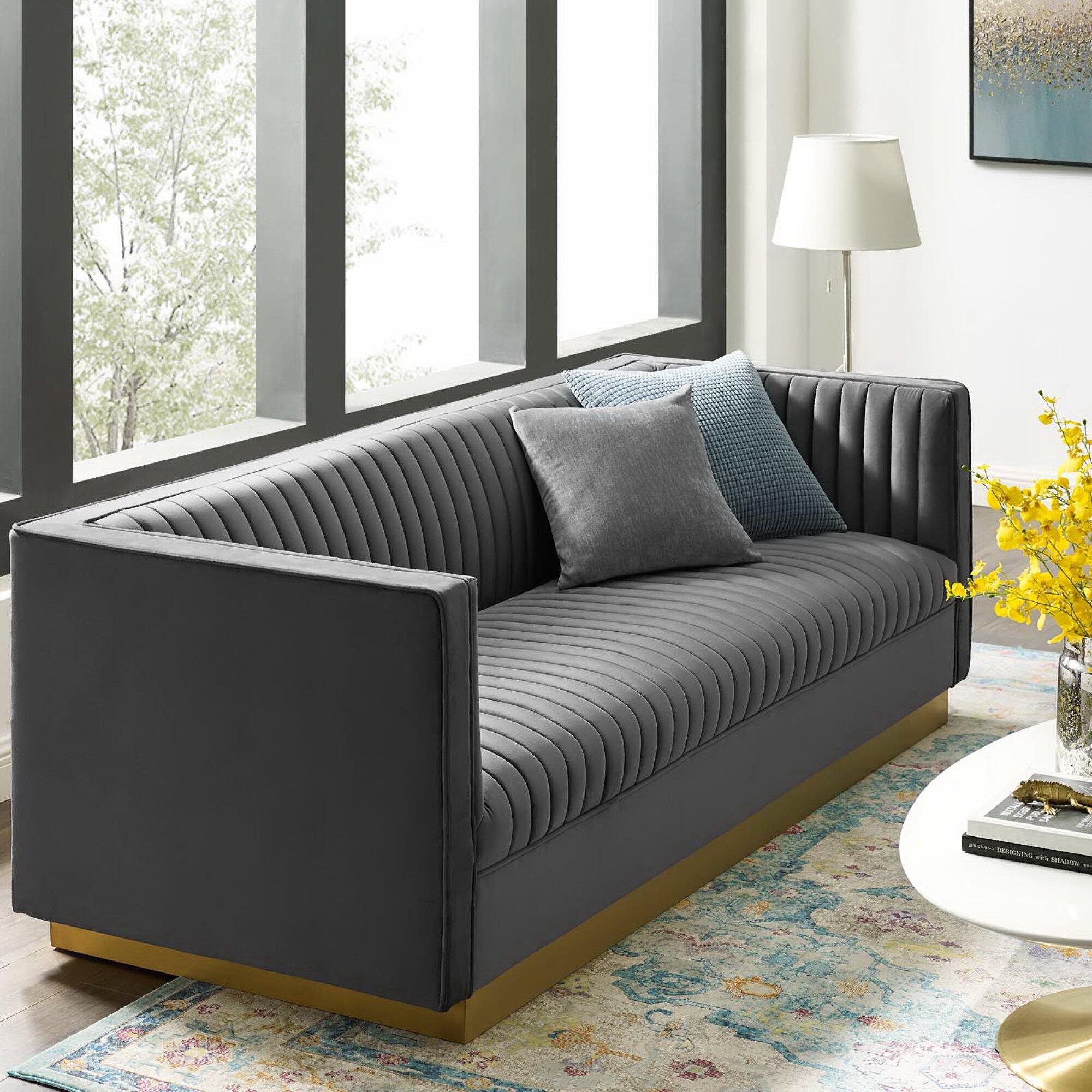 Modway Sanguine Sofa, Gray/Gold, rollover