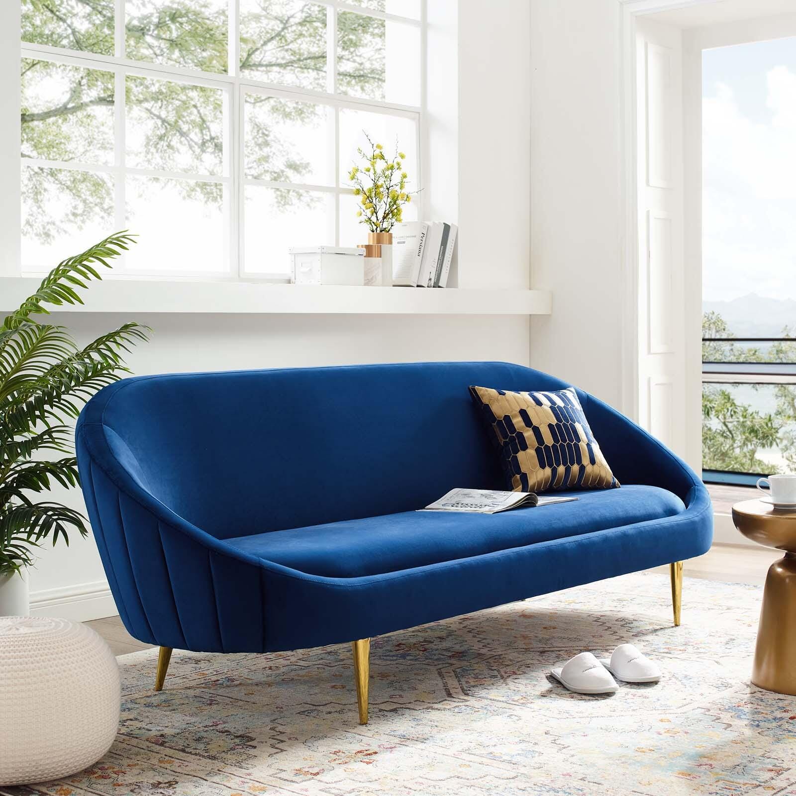 Modway Sublime Sofa, Navy/Gold, rollover