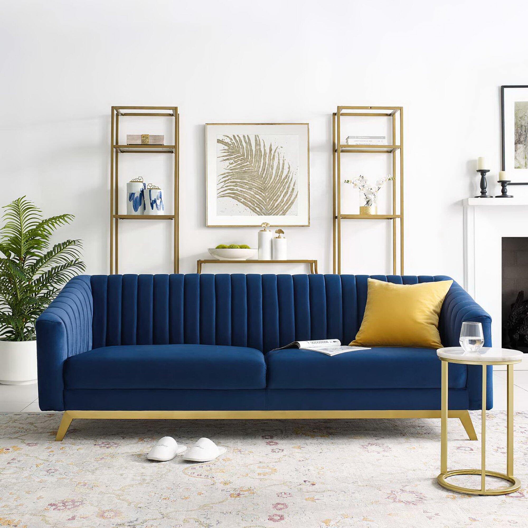 Modway Valiant Sofa, Navy/Gold, rollover