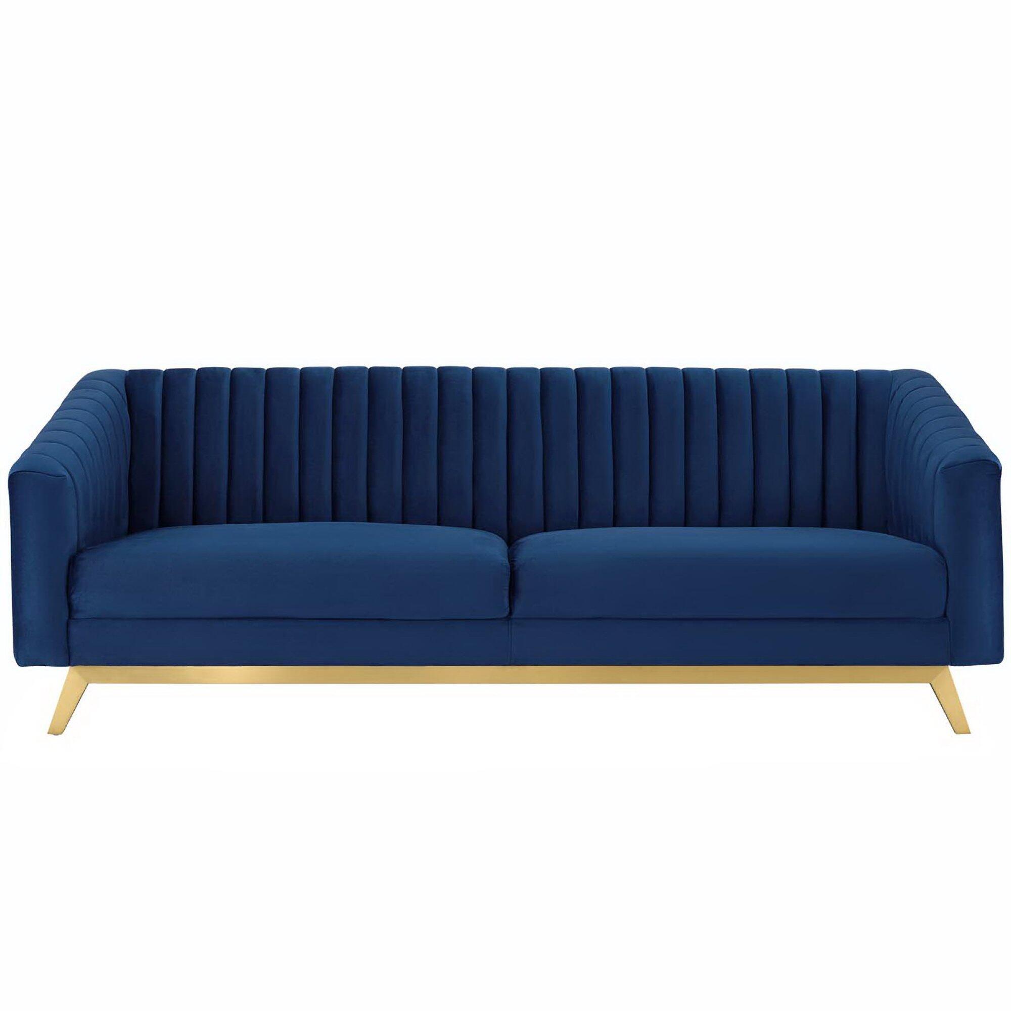 Modway Valiant Sofa, Navy/Gold, large