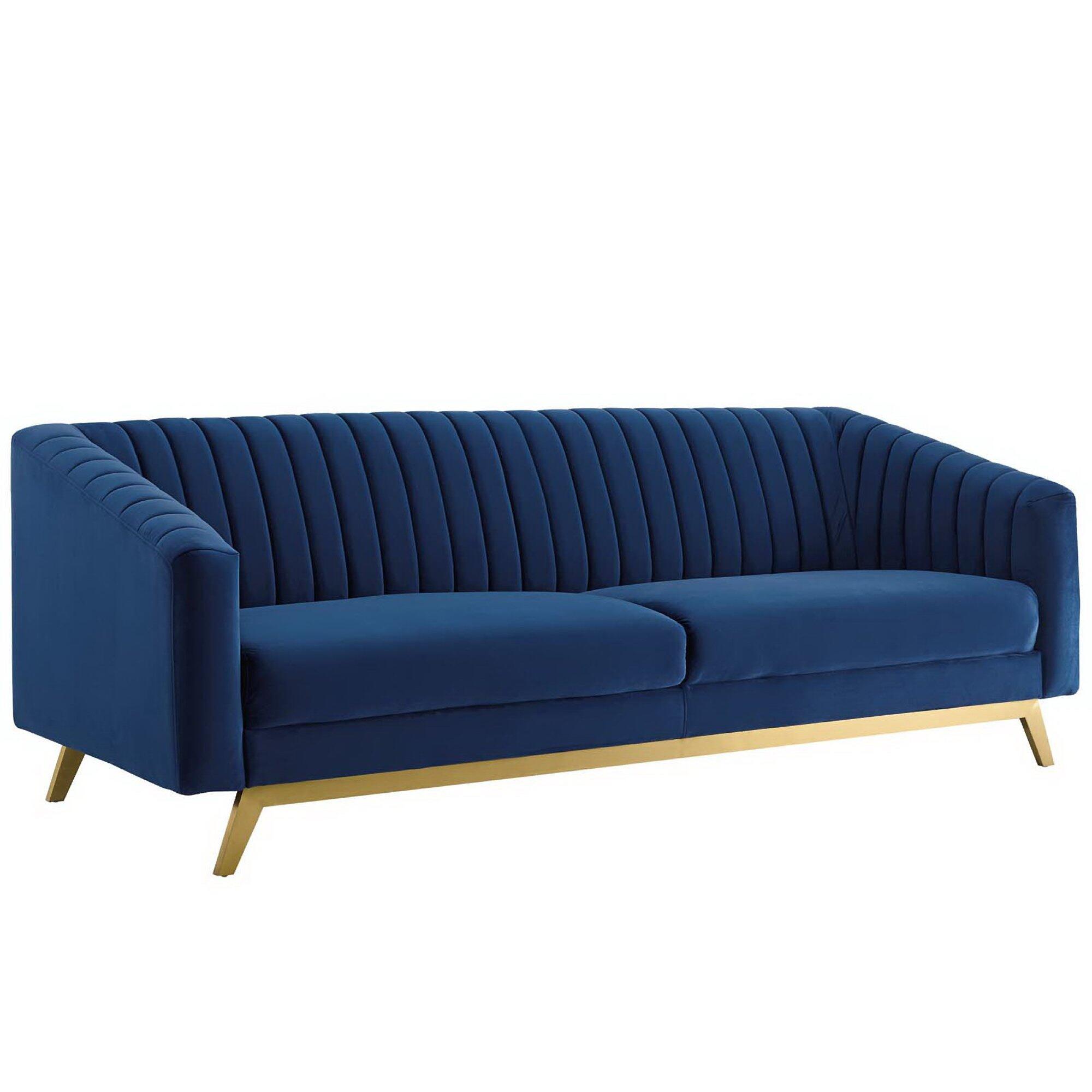 Modway Valiant Sofa, Navy/Gold, large