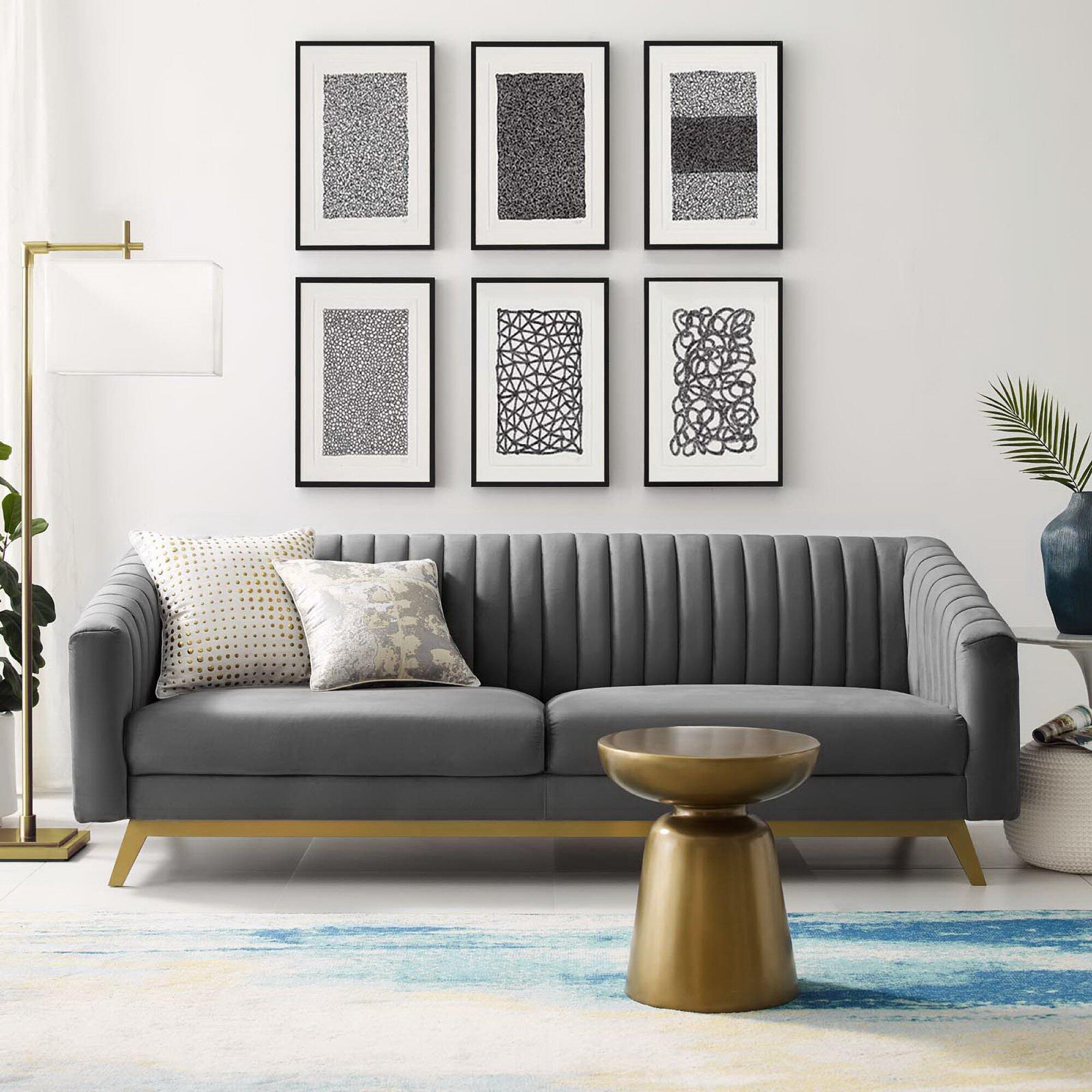 Modway Valiant Sofa, Gray/Gold, rollover