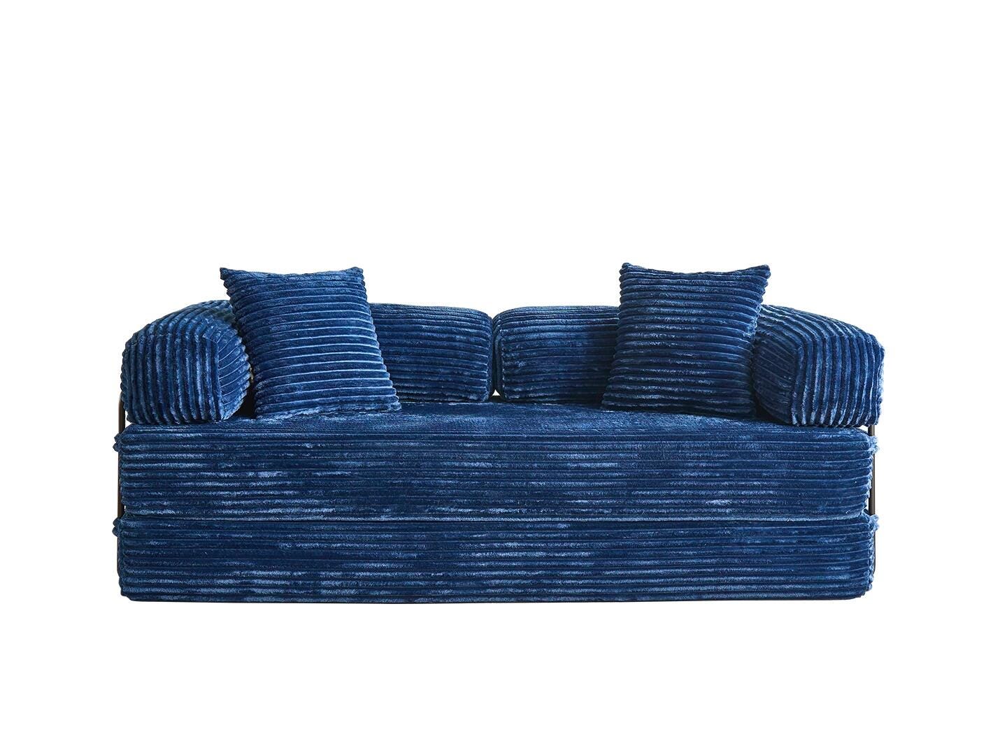 HOMLUX Convertible Full Sleeper Sofa, Blue, large