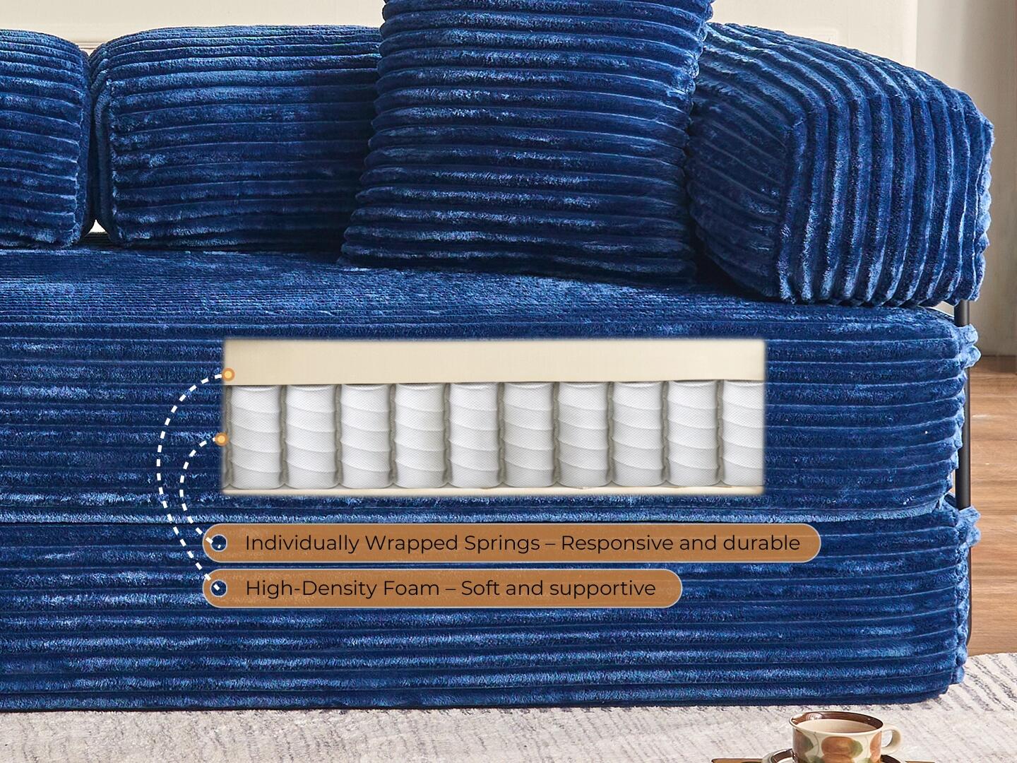 HOMLUX Convertible Full Sleeper Sofa, Blue, large