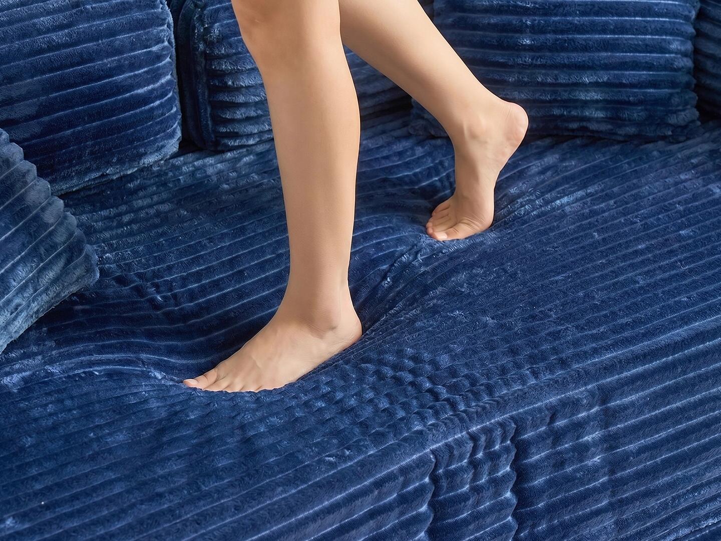 HOMLUX Convertible Full Sleeper Sofa, Blue, large