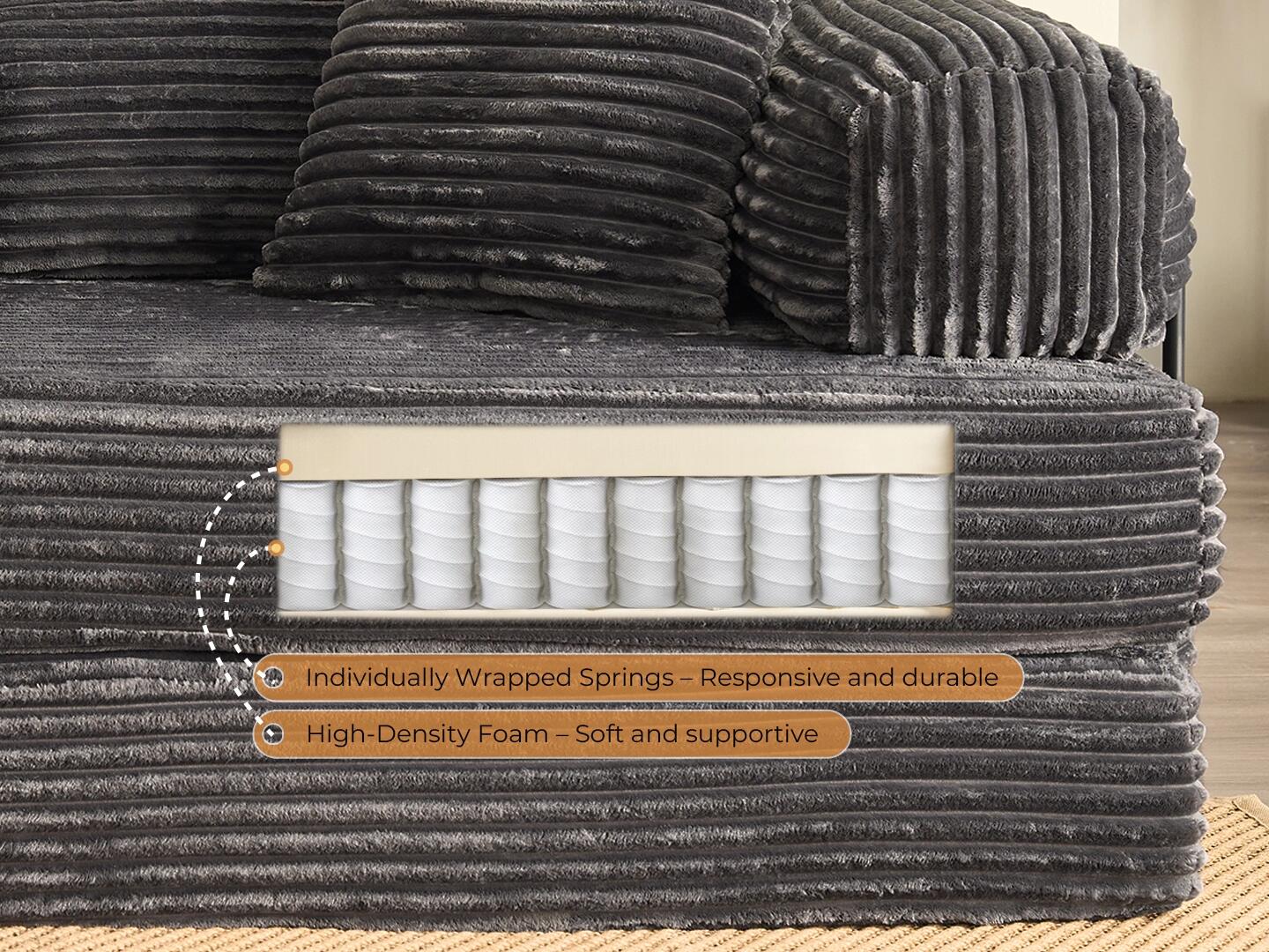 HOMLUX Convertible Full Sleeper Sofa, Gray, large