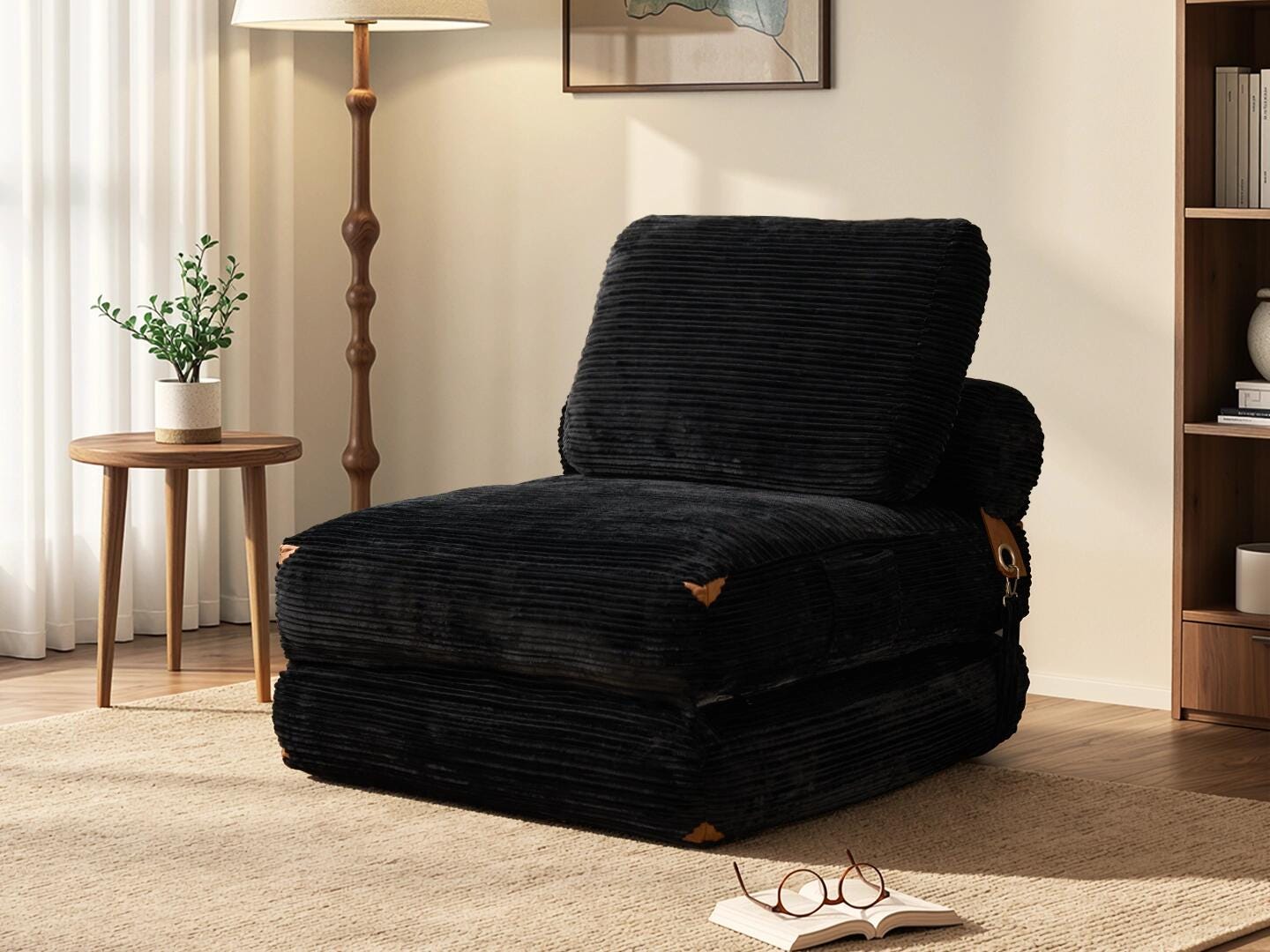 HOMLUX Single Convertible Full Sleeper Sofa, Black, rollover