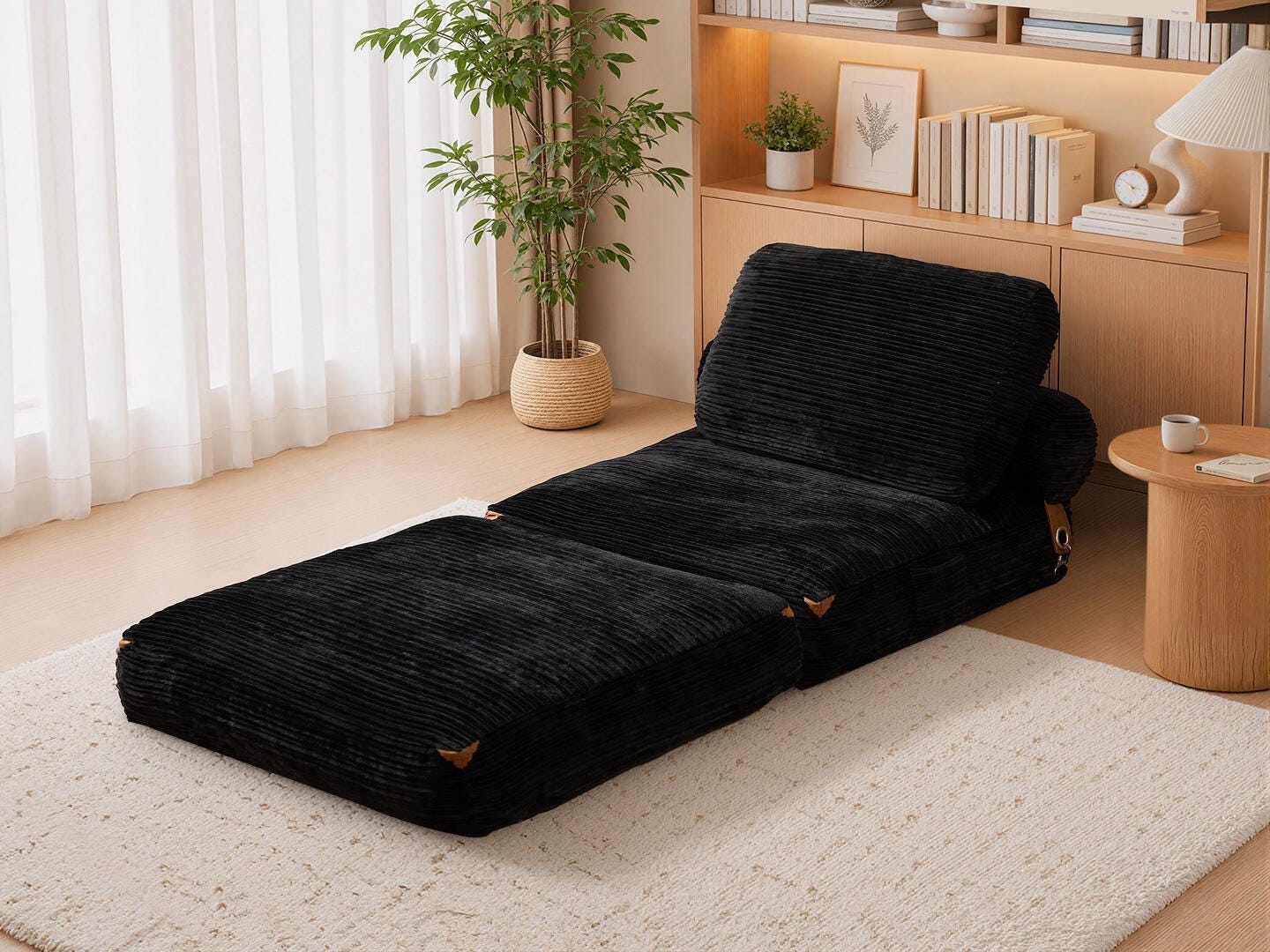 HOMLUX Single Convertible Full Sleeper Sofa, Black, large