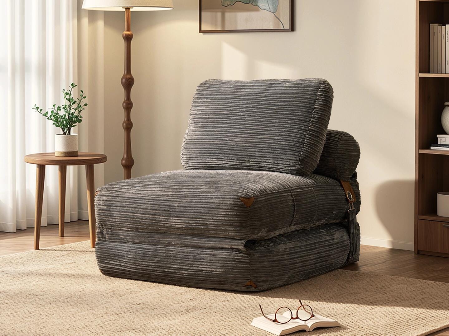 HOMLUX Single Convertible Full Sleeper Sofa, Gray, rollover