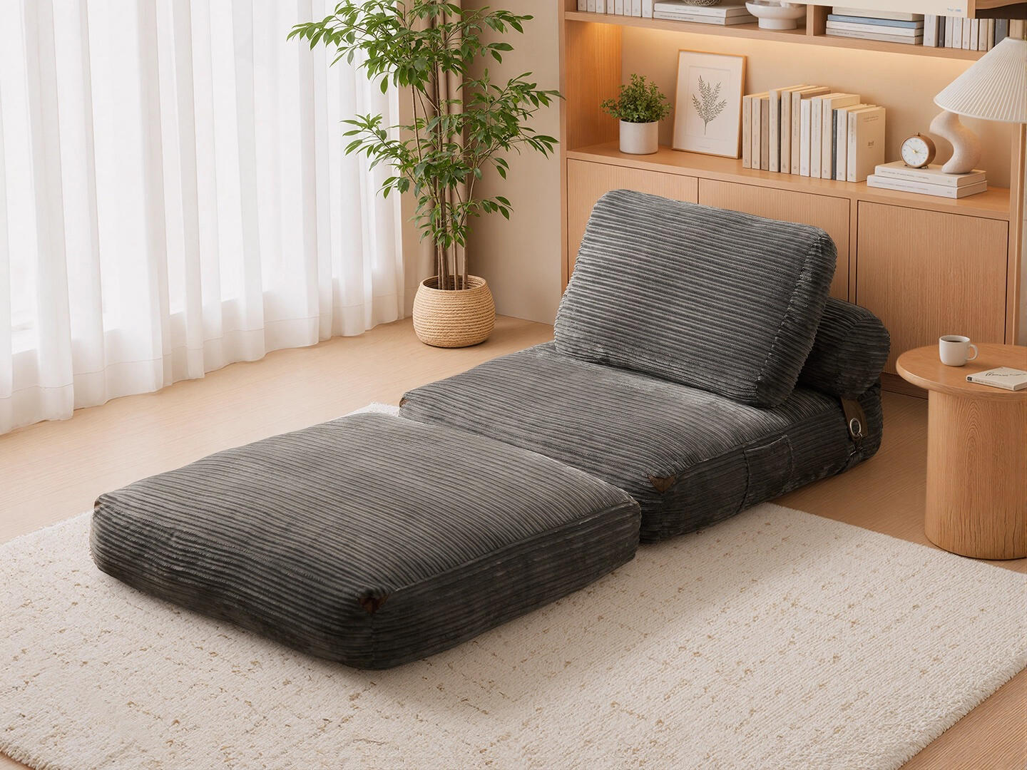 HOMLUX Single Convertible Full Boneless Sleeper Sofa, Gray