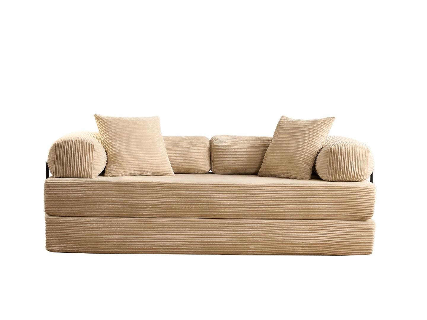 HOMLUX Convertible Full Sleeper Sofa, Beige, large