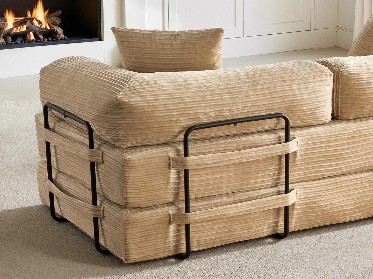 HOMLUX Convertible Full Sleeper Sofa, Beige, large