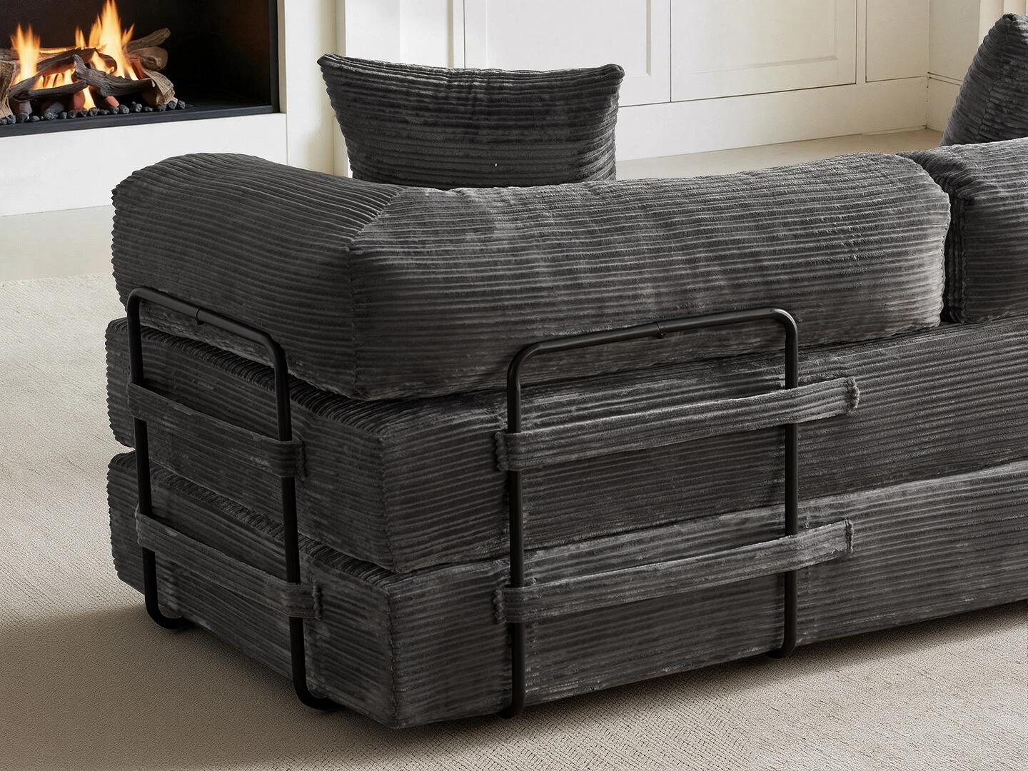 HOMLUX Convertible Full Sleeper Sofa, Dark Gray, large