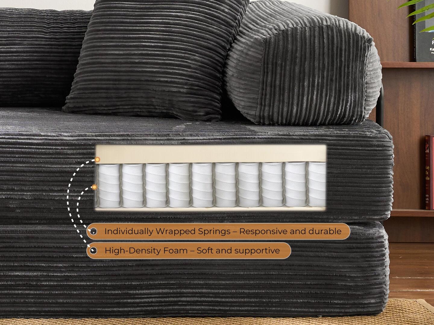 HOMLUX Convertible Full Sleeper Sofa, Dark Gray, large