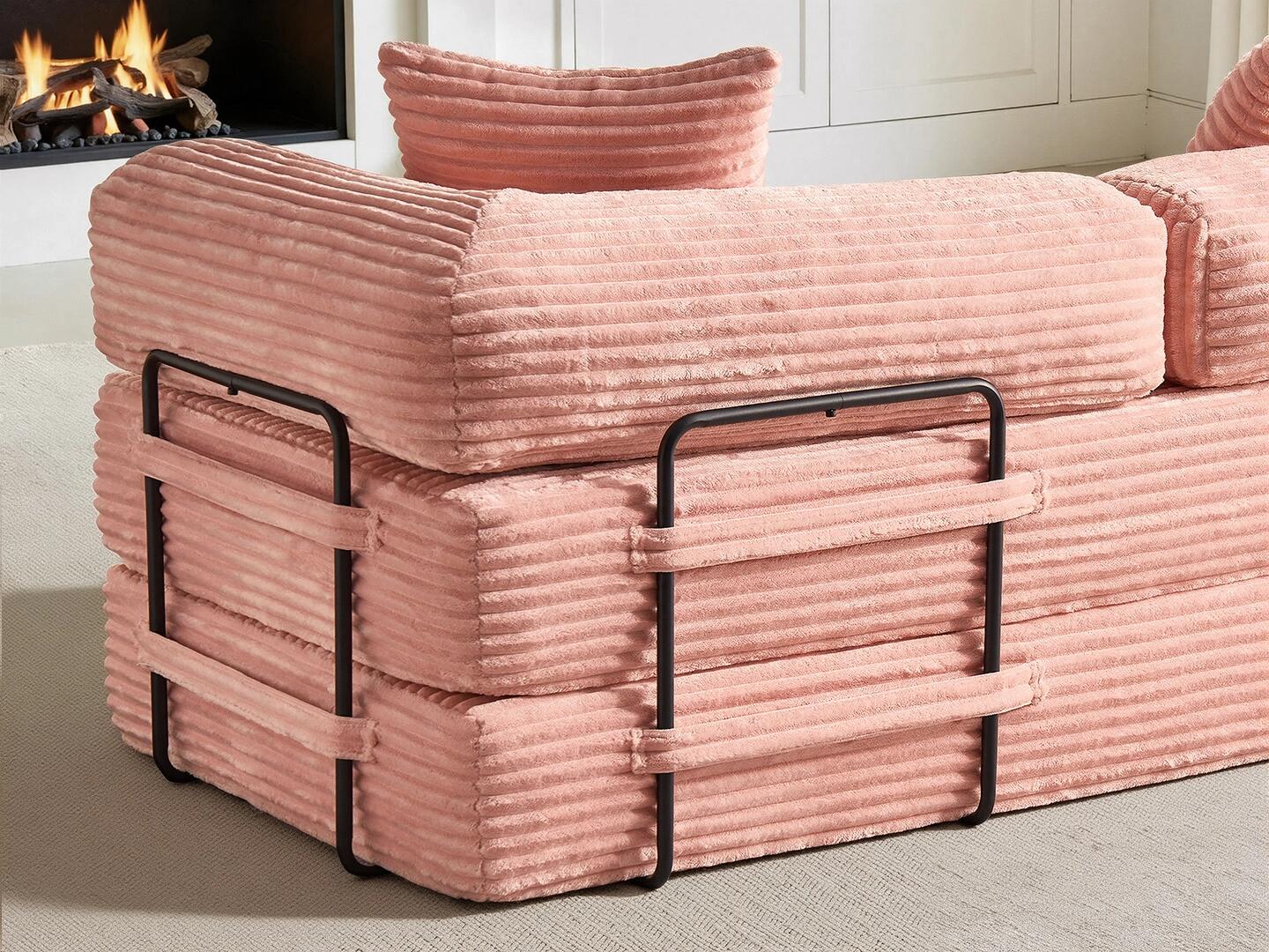 HOMLUX Convertible Full Sleeper Sofa, Pink, large