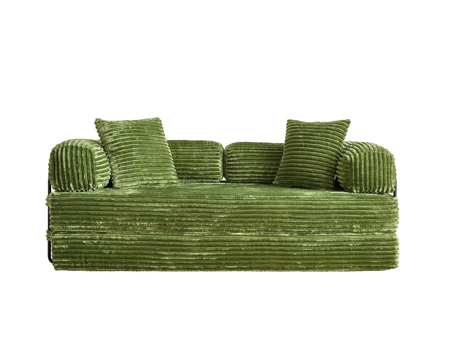 HOMLUX Convertible Full Sleeper Sofa, Green, large
