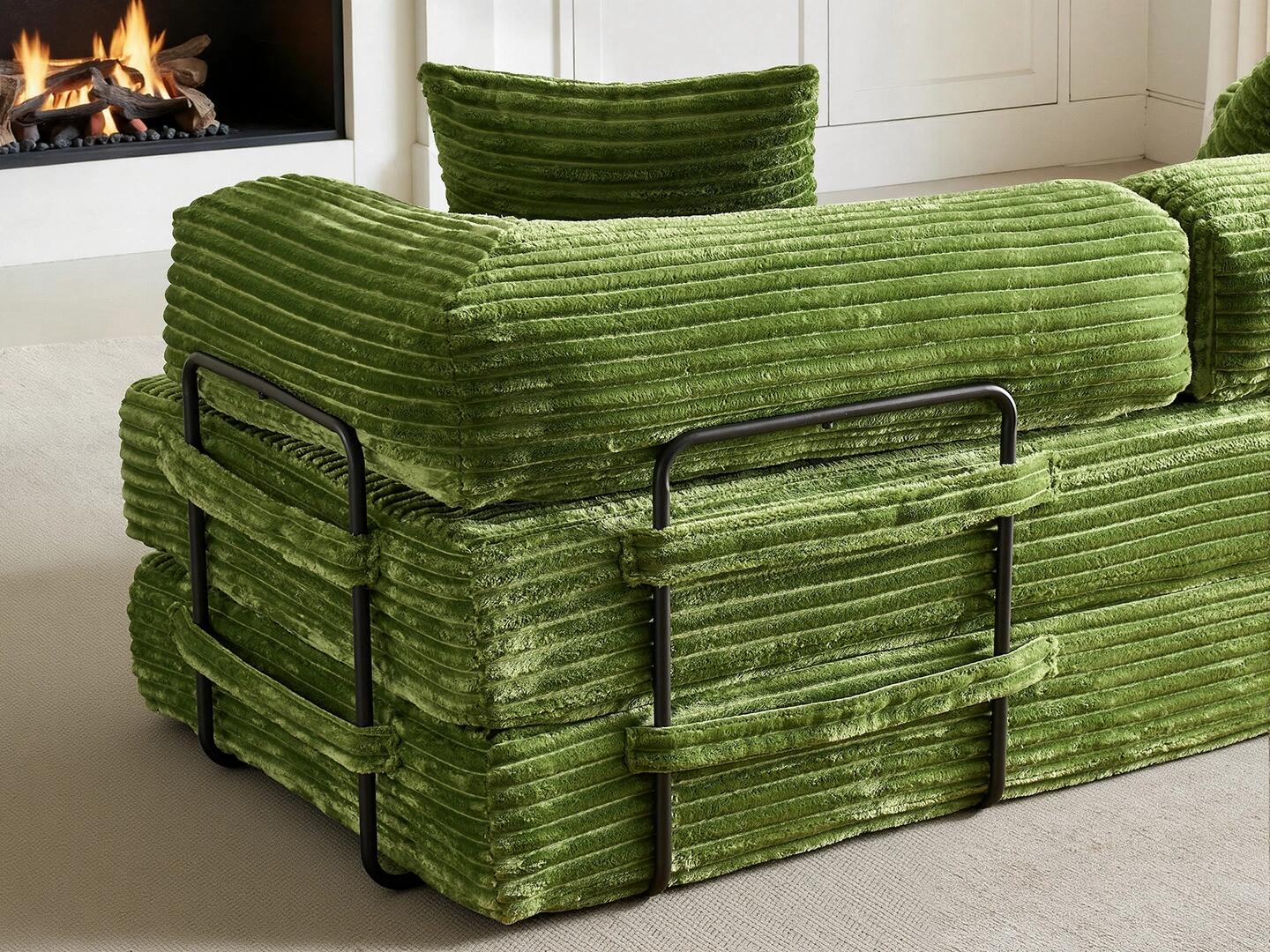 HOMLUX Convertible Full Sleeper Sofa, Green, large