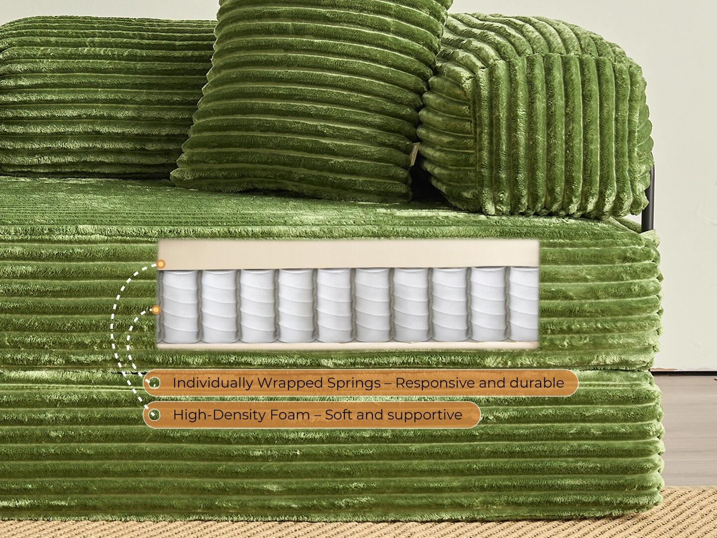 HOMLUX Convertible Full Sleeper Sofa, Green, large