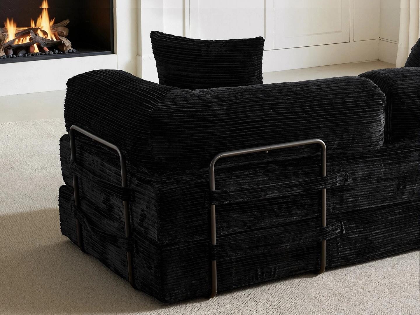HOMLUX Convertible Full Sleeper Sofa, Black, large