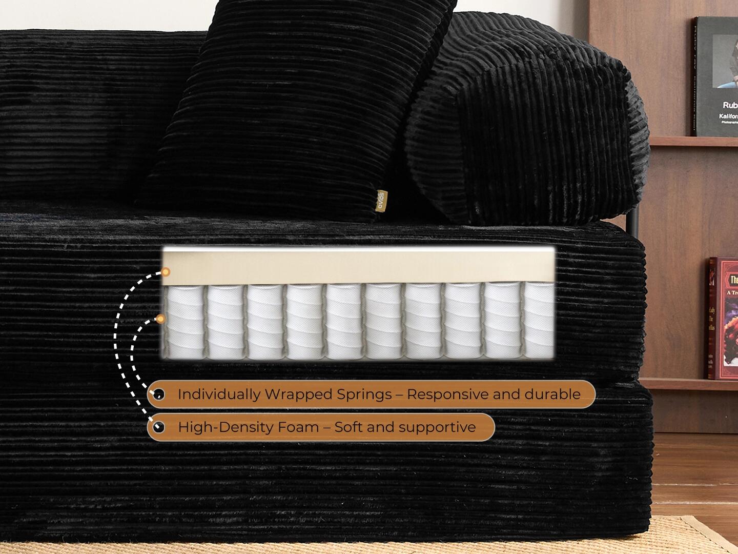 HOMLUX Convertible Full Sleeper Sofa, Black, large