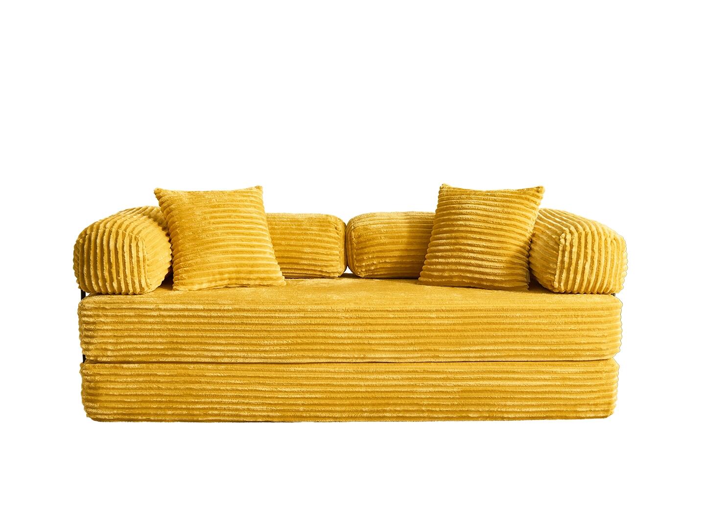 HOMLUX Convertible Full Sleeper Sofa, Yellow, large