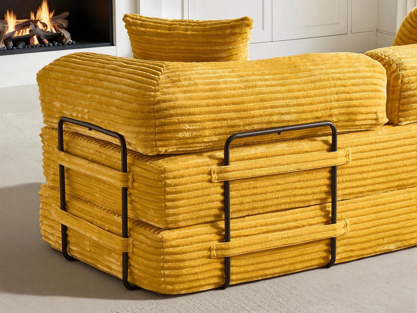 HOMLUX Convertible Full Sleeper Sofa, Yellow, large