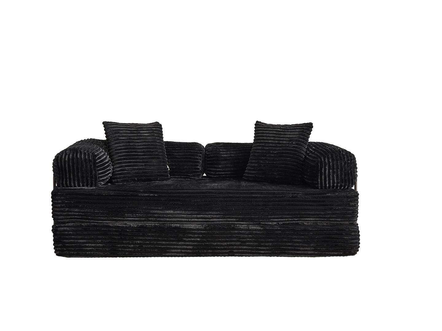 HOMLUX Convertible Full Sleeper Sofa, Charcoal Black, large