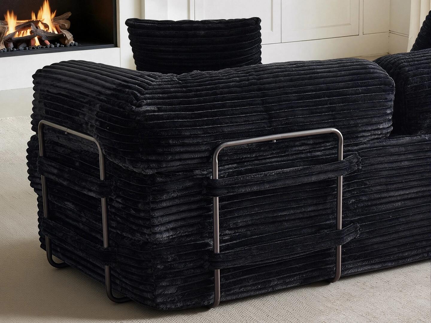 HOMLUX Convertible Full Sleeper Sofa, Charcoal Black, large