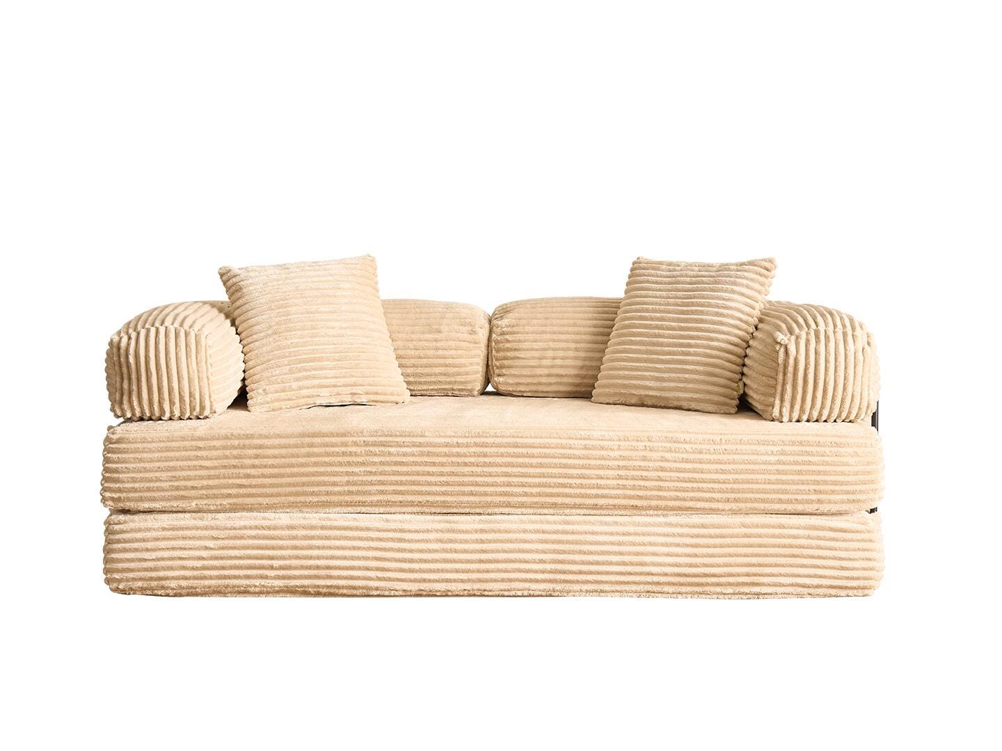 HOMLUX Convertible Full Sleeper Sofa, Tan, large