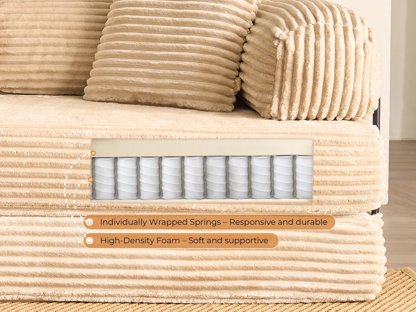 HOMLUX Convertible Full Sleeper Sofa, Tan, large