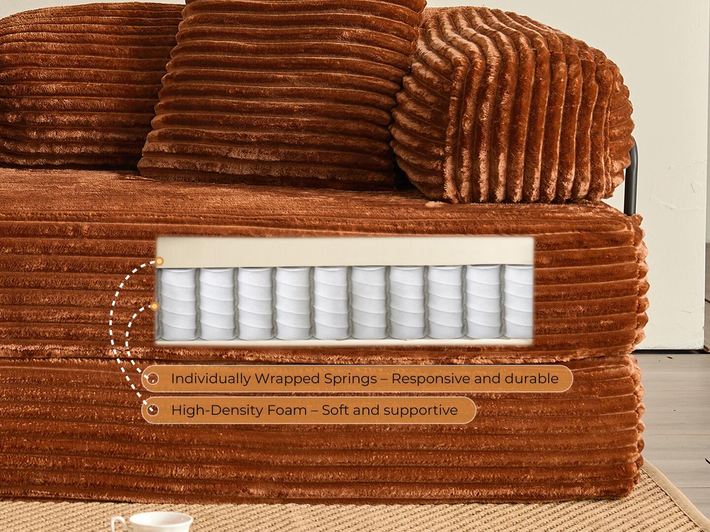 HOMLUX Convertible Full Sleeper Sofa, Brown, large