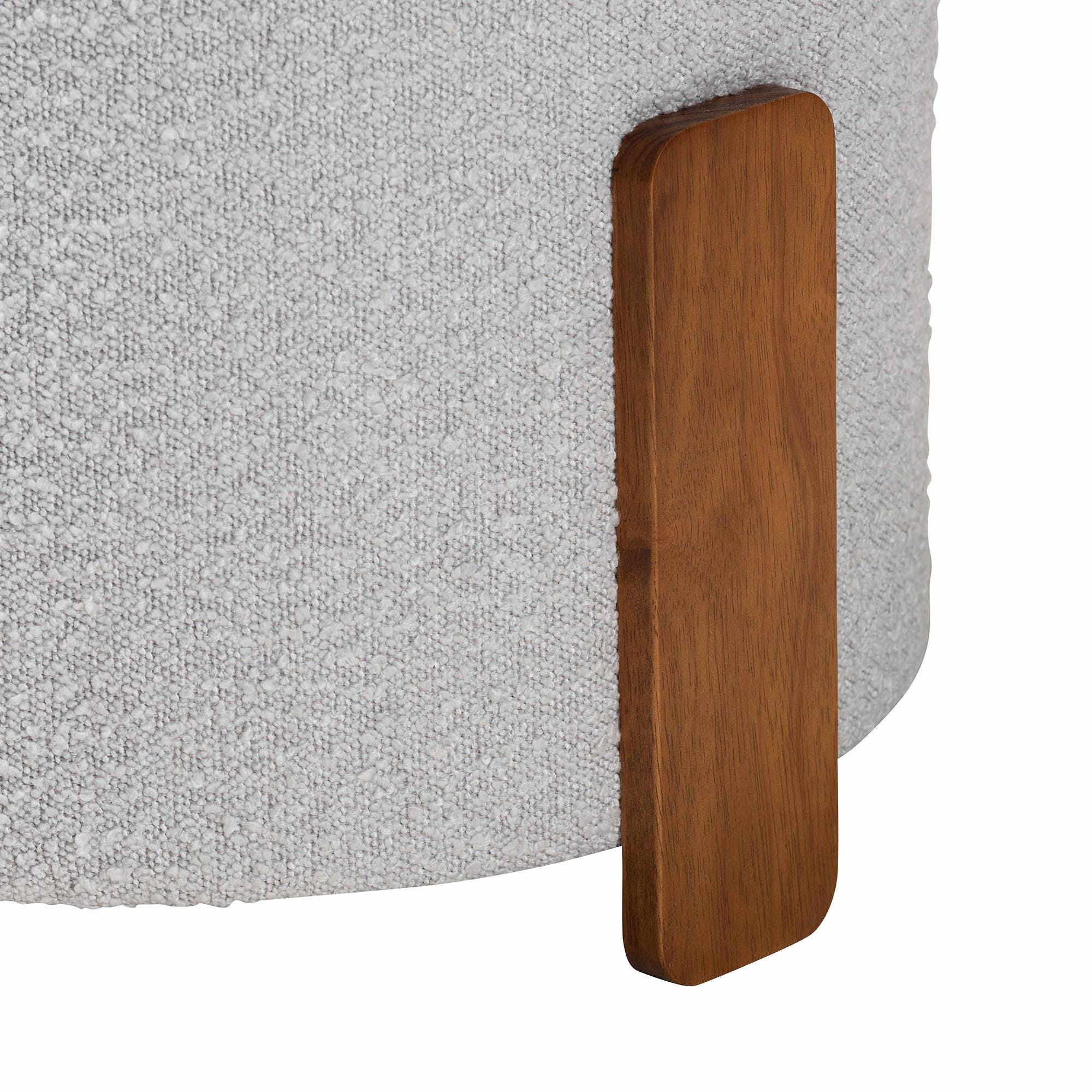 Baxton Studio Finlay Ottoman Footstool, Light Gray/Walnut Brown, large