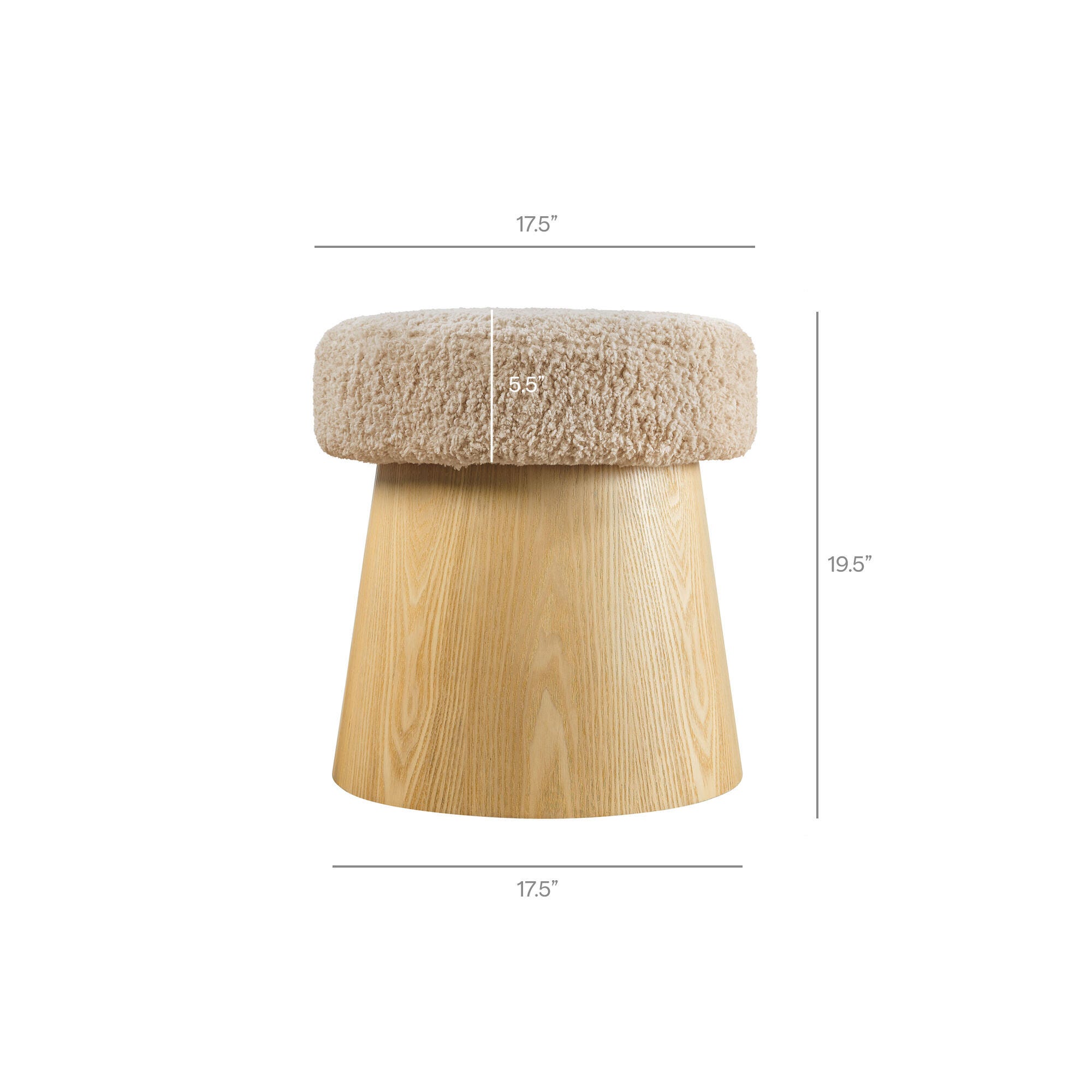 Modway Ketra Ottoman Footstool, Oatmeal/Oak, large