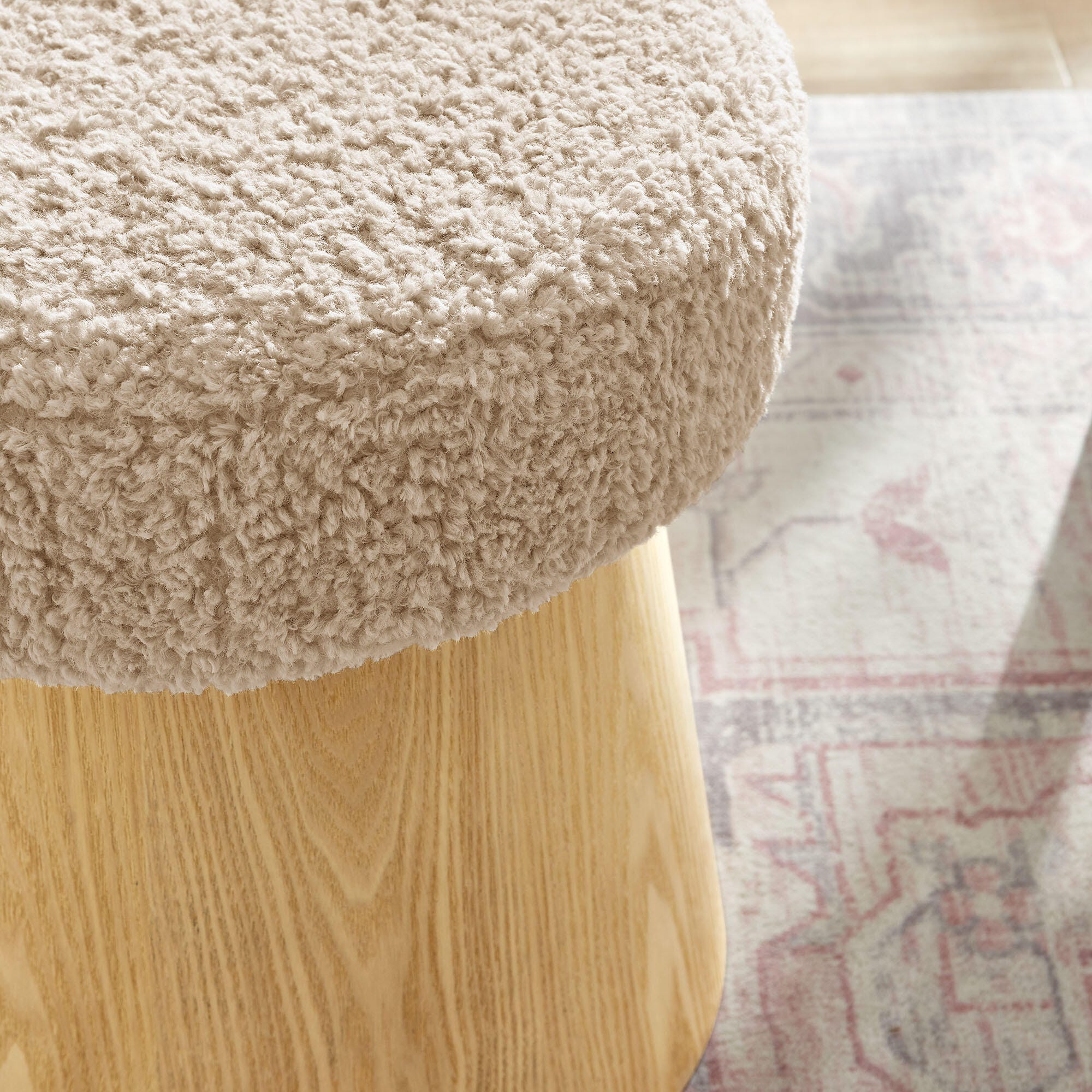 Modway Ketra Ottoman Footstool, Oatmeal/Oak, large