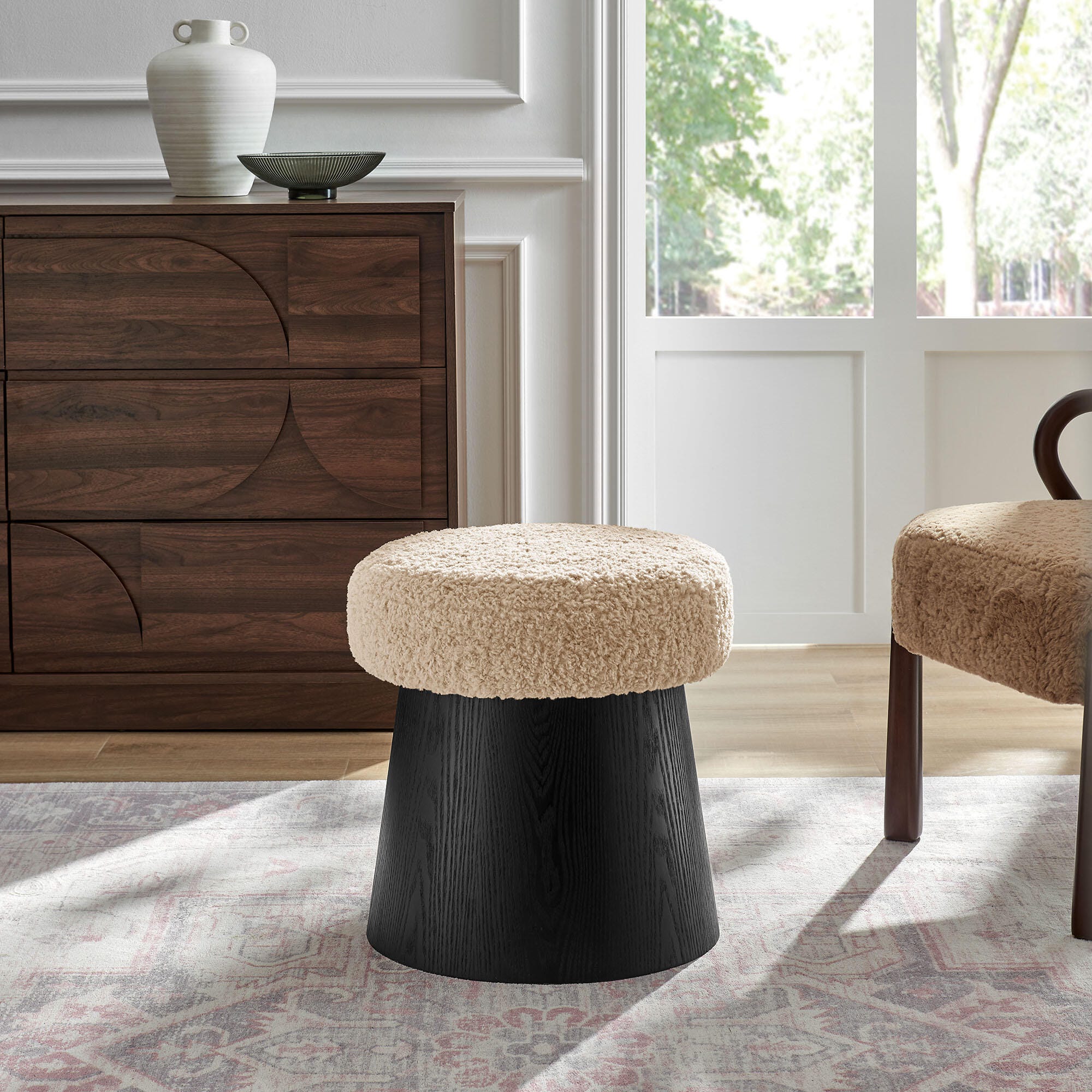 Modway Ketra Ottoman Footstool, Oatmeal/Black, rollover