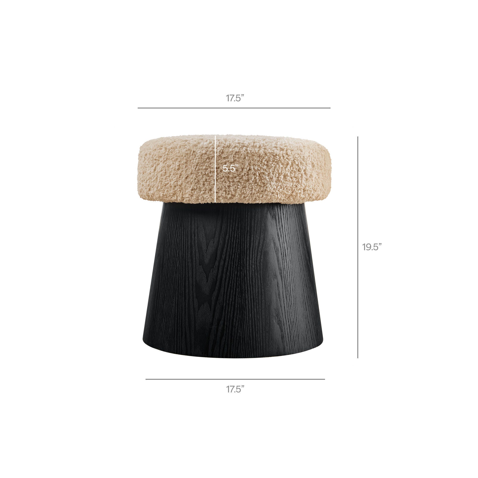 Modway Ketra Ottoman Footstool, Oatmeal/Black, large