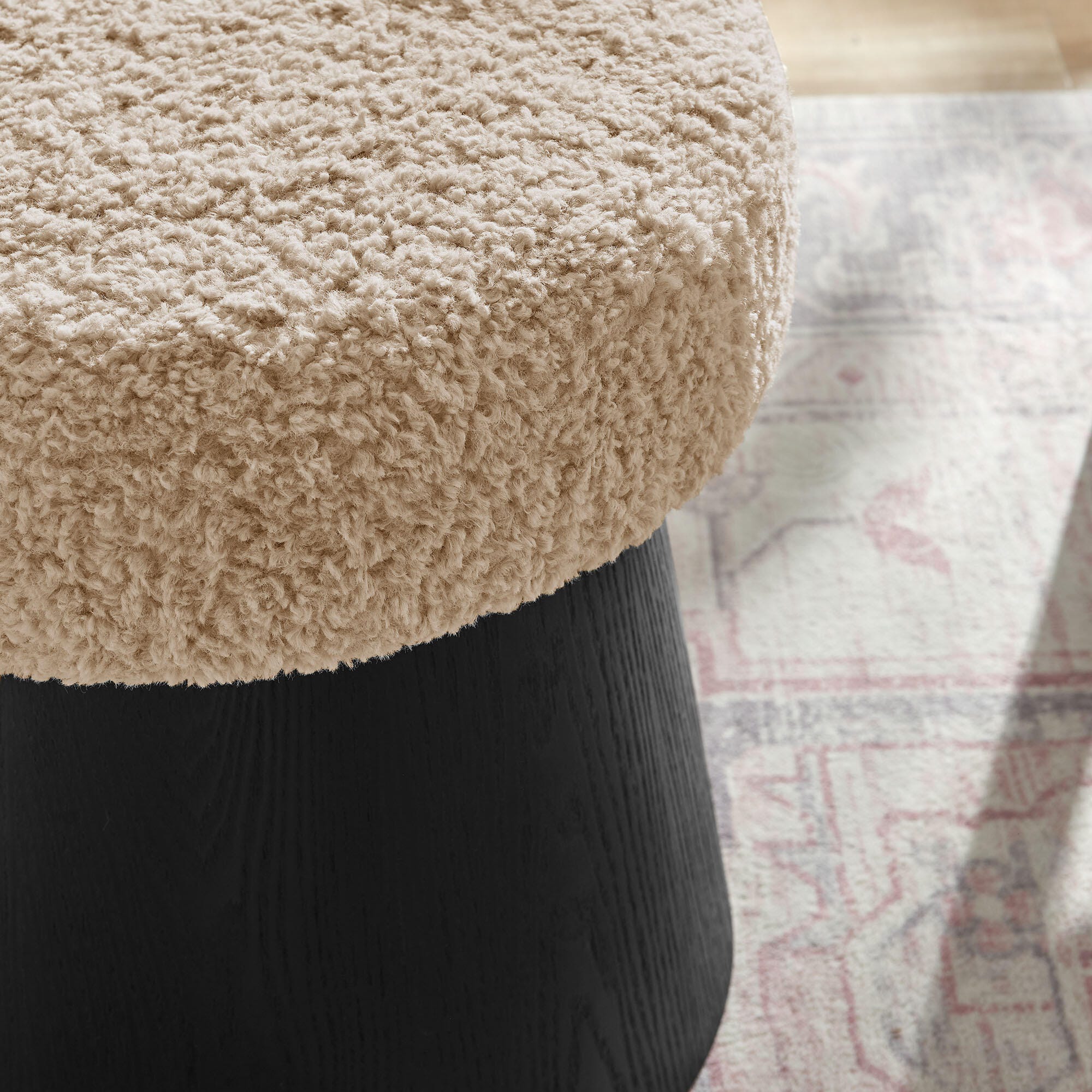 Modway Ketra Ottoman Footstool, Oatmeal/Black, large