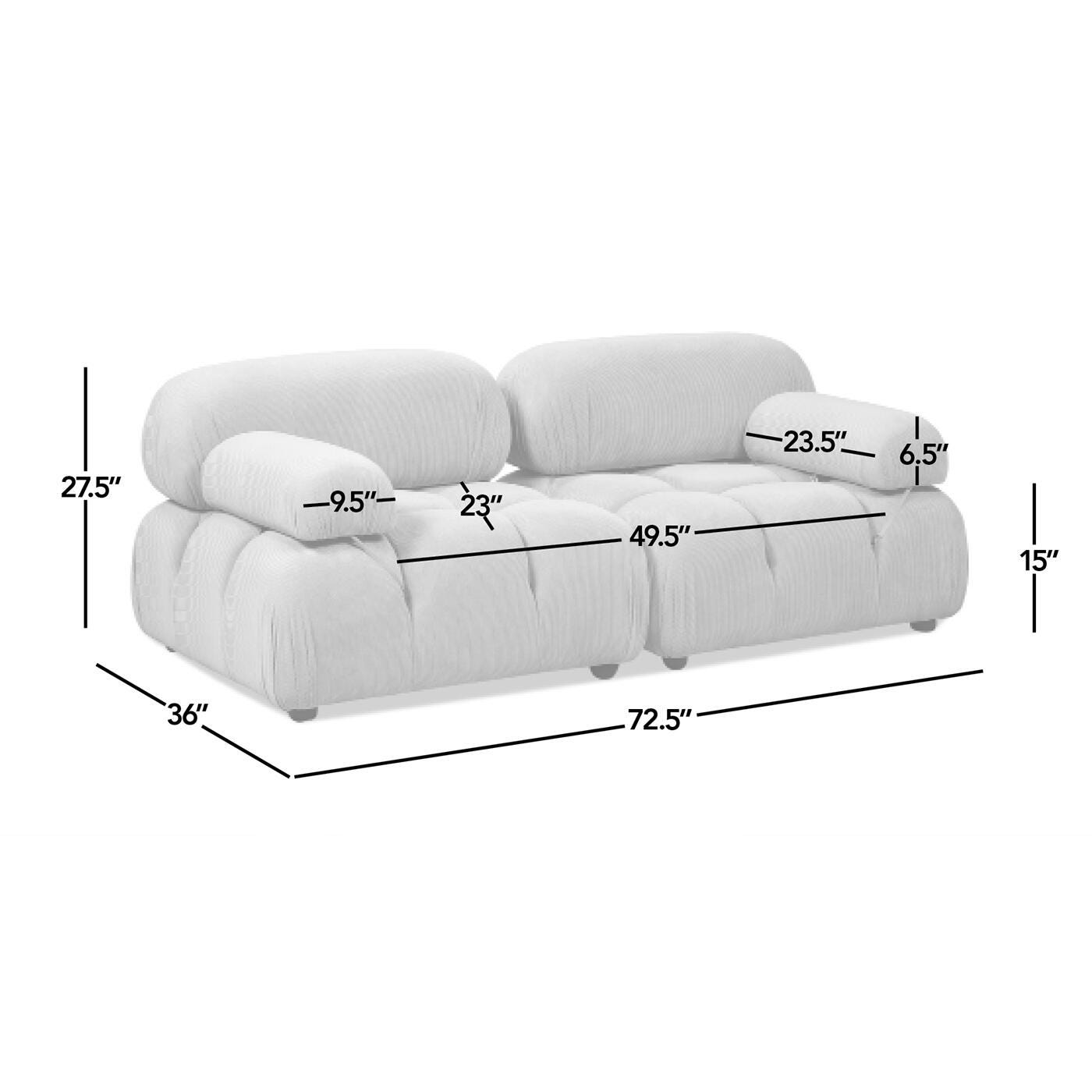 Jennifer Taylor Home Marcel Bubble Boucle Modular 2-Piece Loveseat Sofa, Ivory White, large