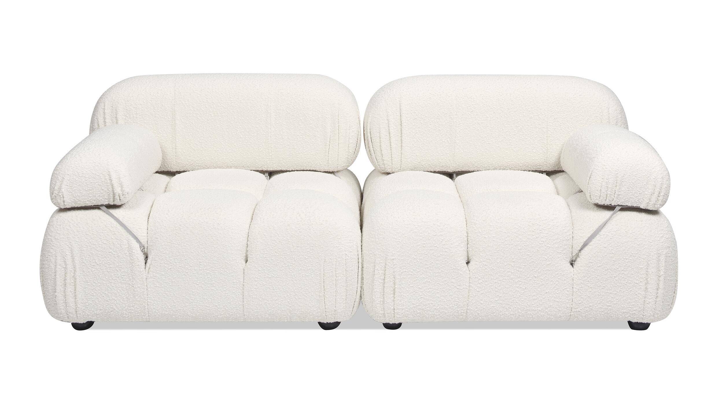 Marcel Bubble Boucle Modular 2-Piece Loveseat Sofa, Ivory White, large
