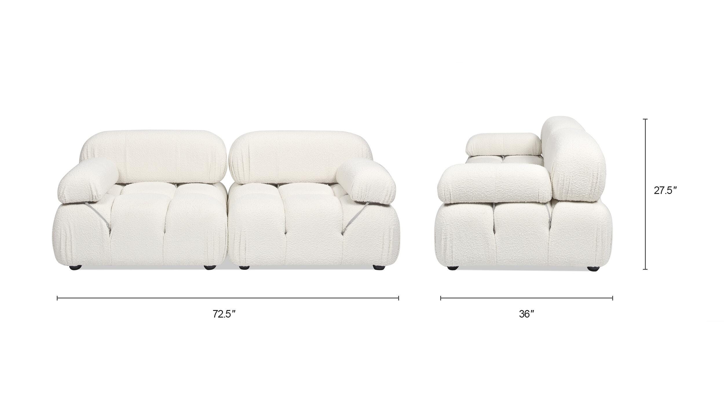 Jennifer Taylor Home Marcel Bubble Boucle Modular 2-Piece Loveseat Sofa, Ivory White, large