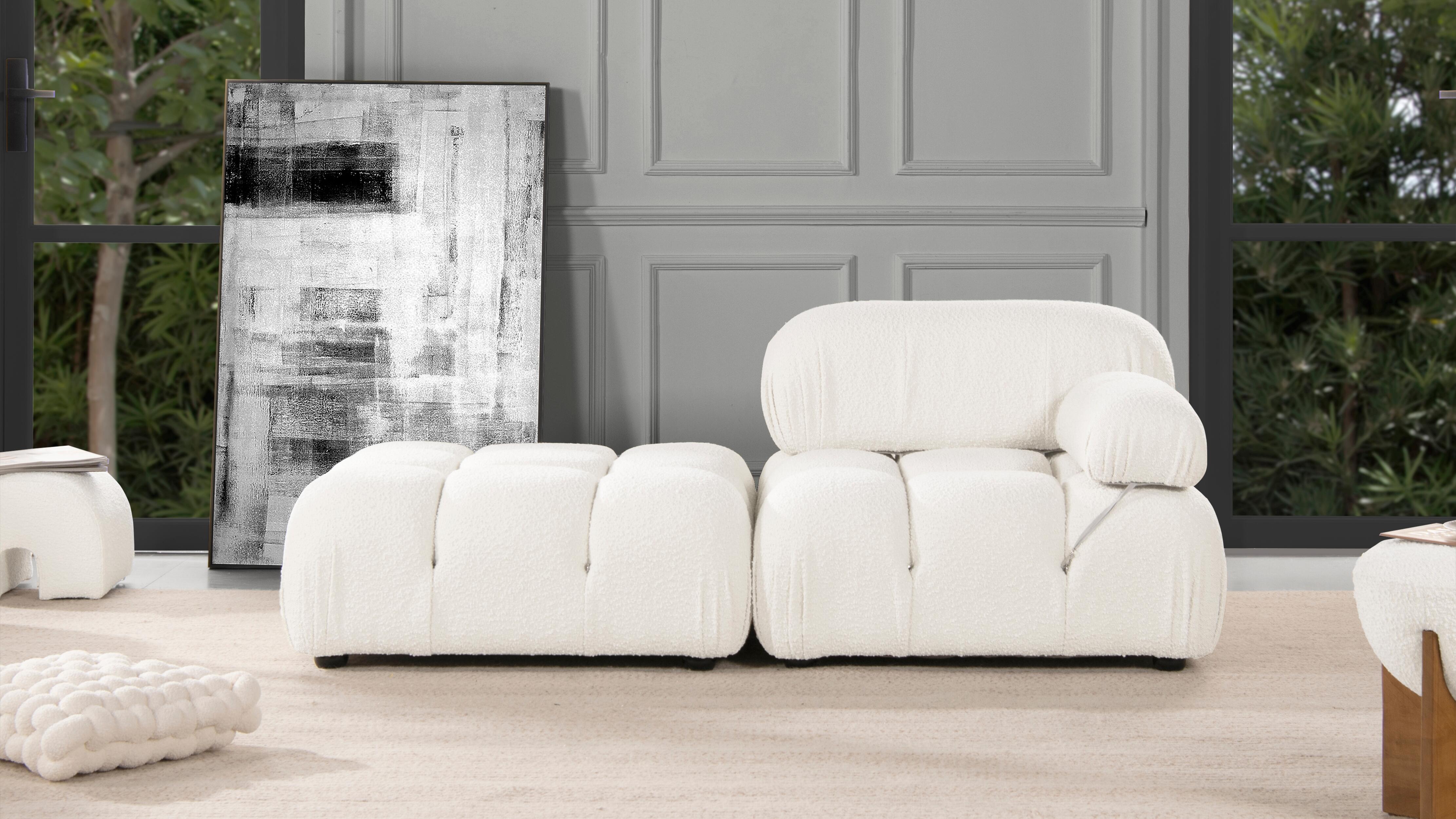 Jennifer Taylor Home Marcel Bubble Boucle Modular 2-Piece Loveseat Sofa, Ivory White, large