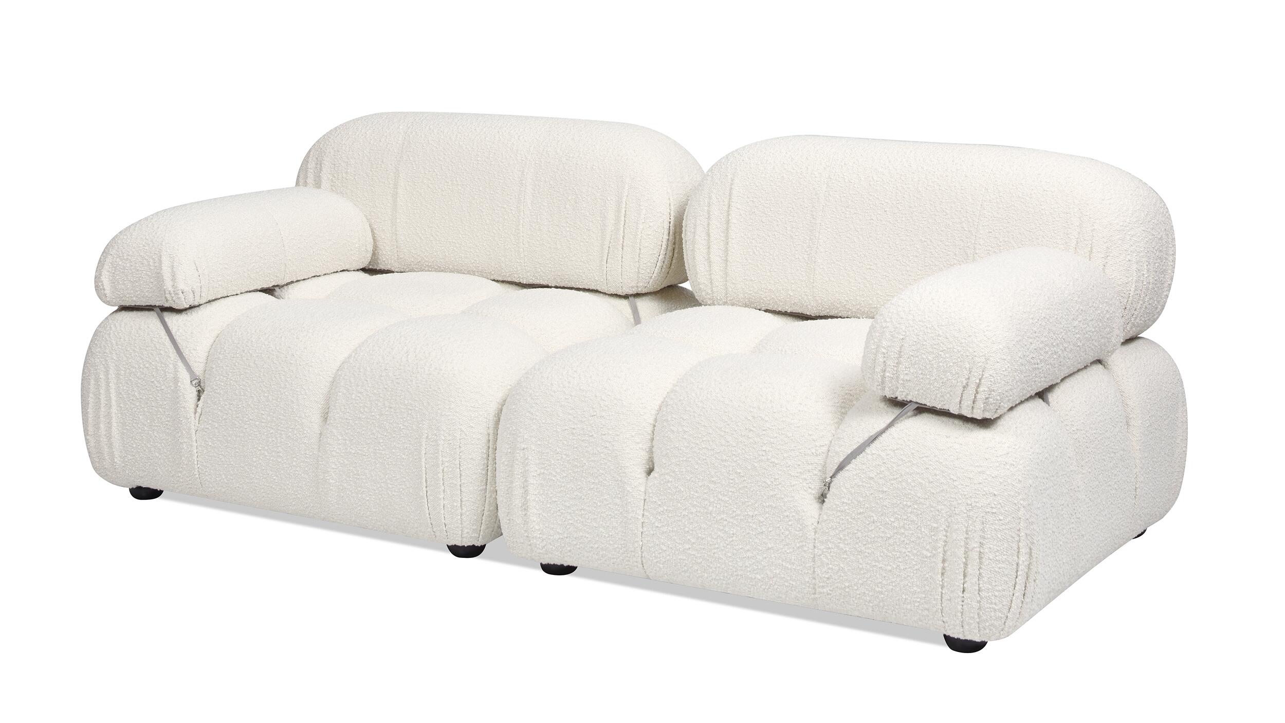 Jennifer Taylor Home Marcel Bubble Boucle Modular 2-Piece Loveseat Sofa, Ivory White, large