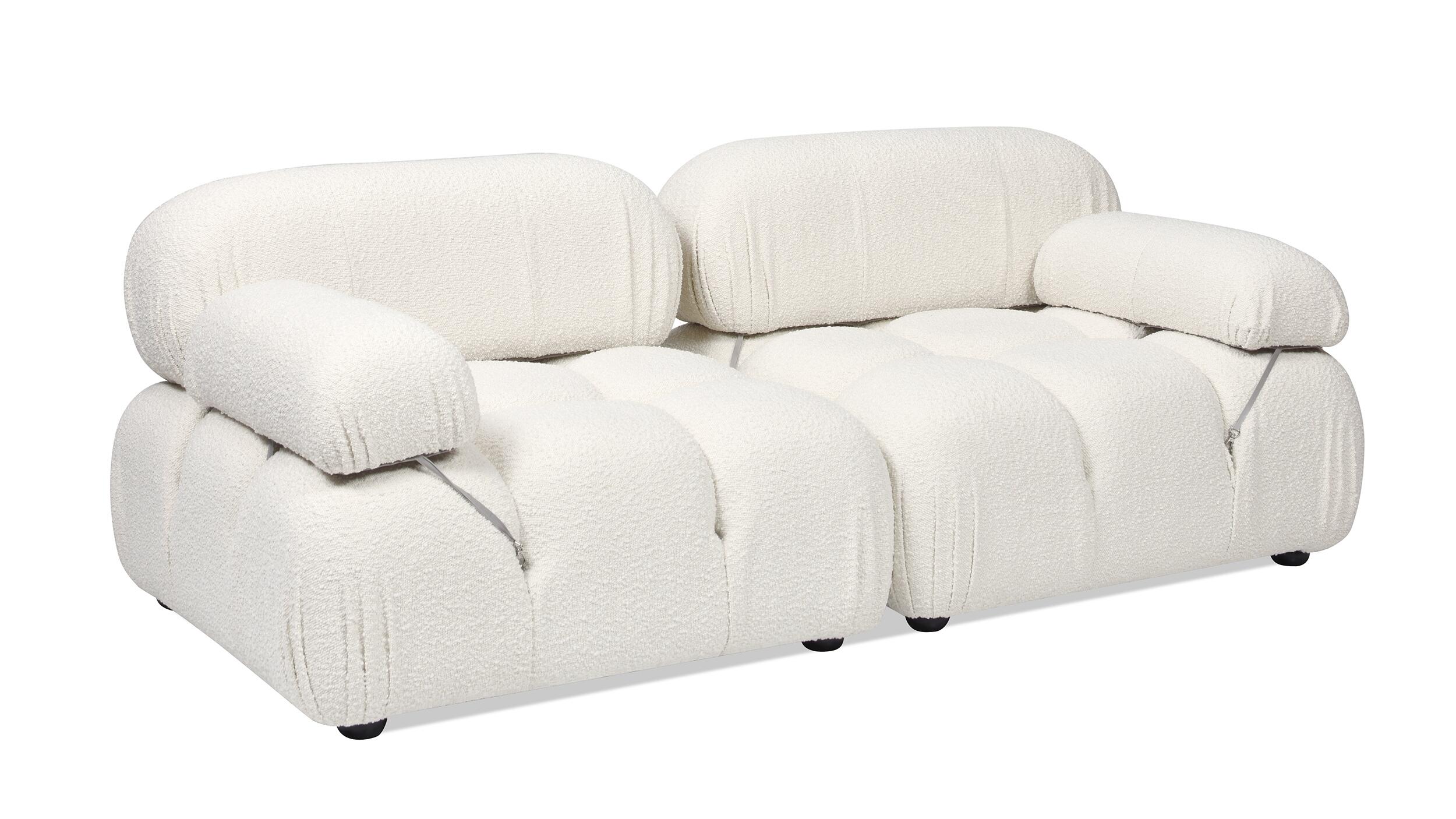 Jennifer Taylor Home Marcel Bubble Boucle Modular 2-Piece Loveseat Sofa, Ivory White, large