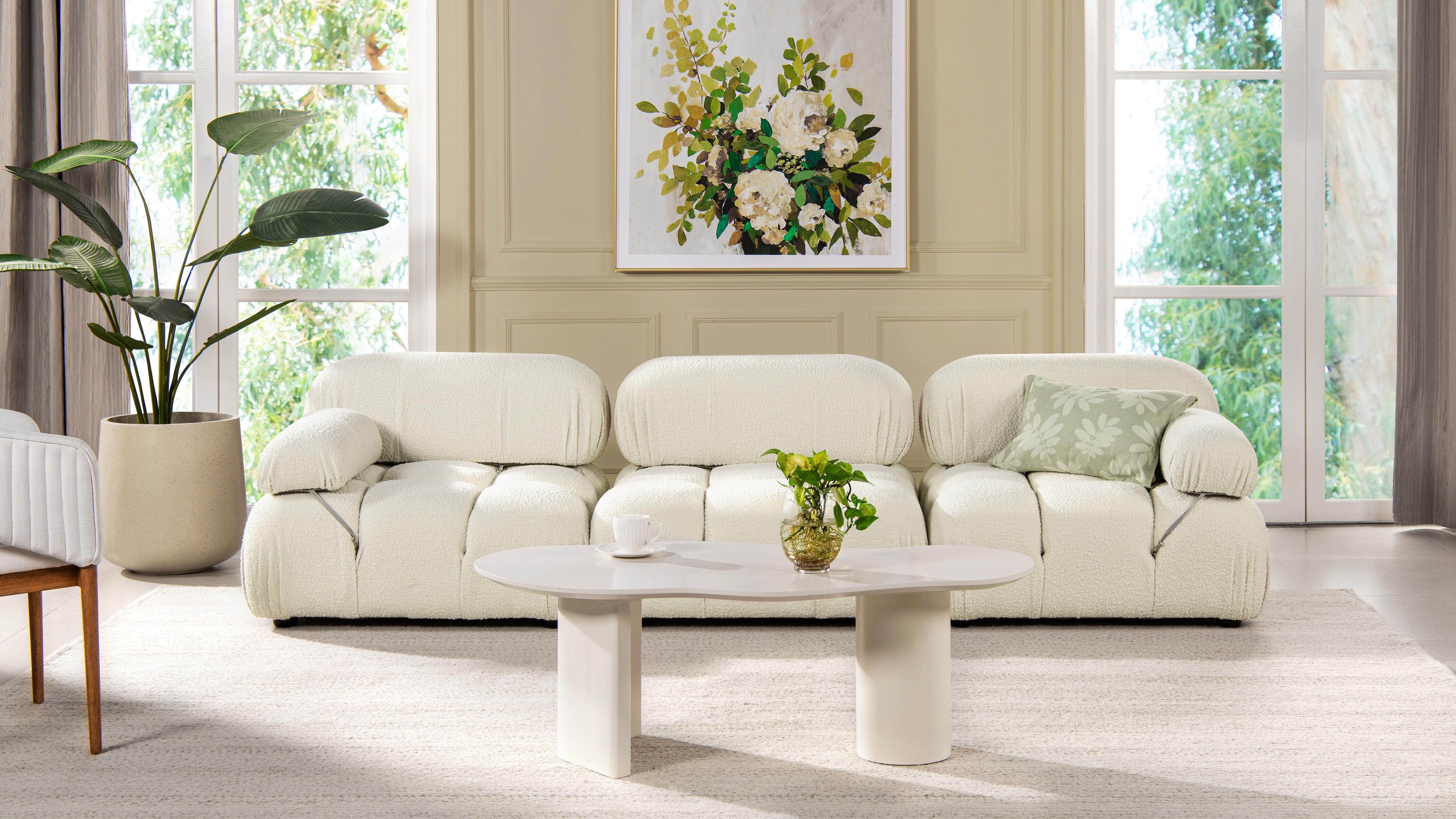 Marcel Bubble Boucle Modular 3-Piece Sofa, Ivory White, rollover