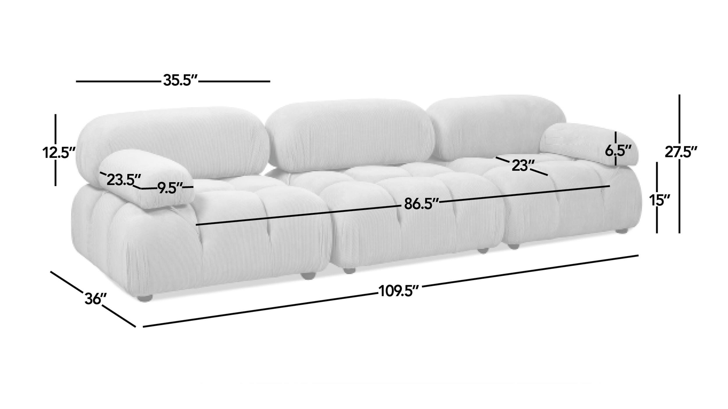 Jennifer Taylor Home Marcel Bubble Boucle Modular 3-Piece Sofa, Ivory White, large