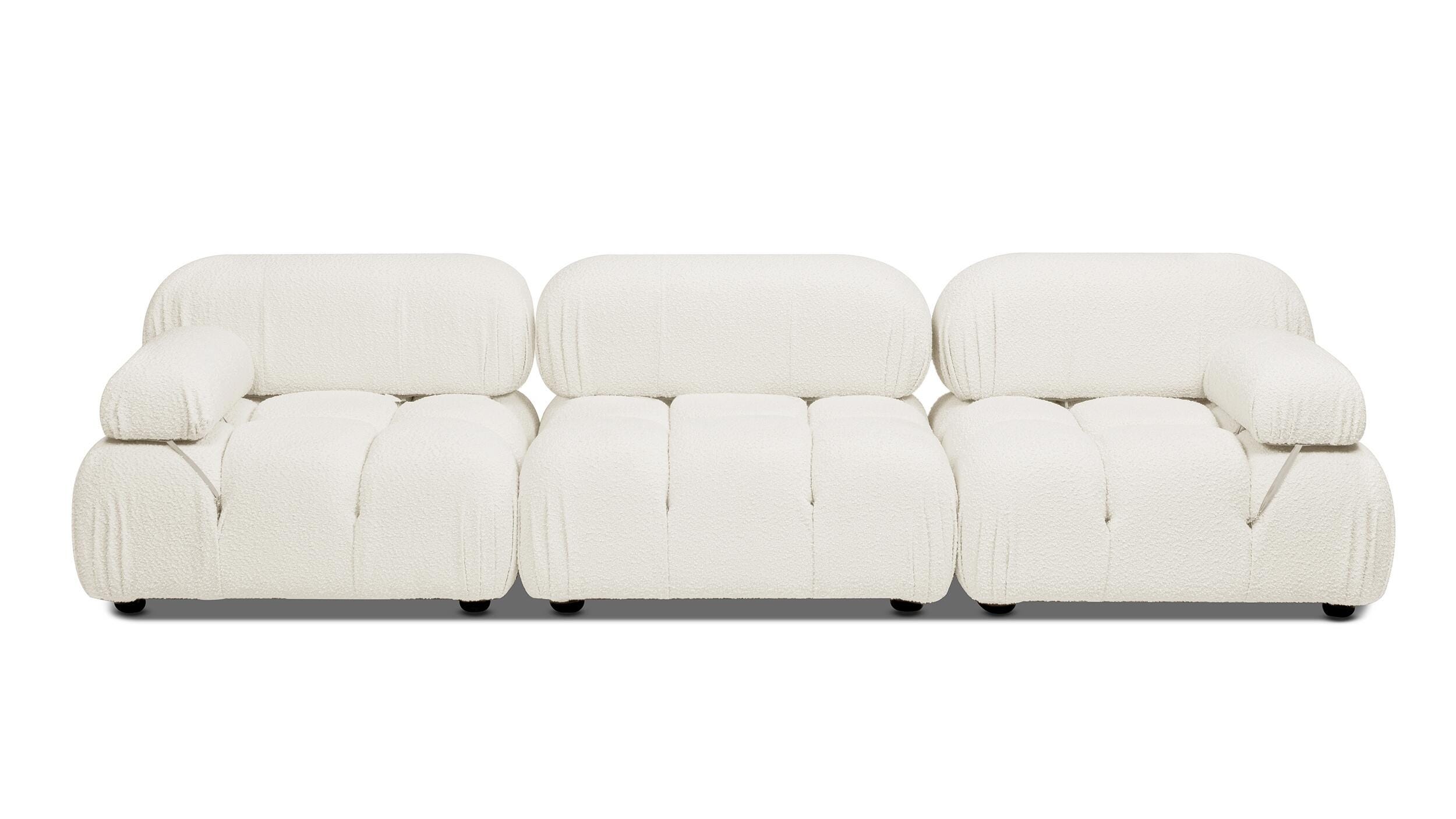 Marcel Bubble Boucle Modular 3-Piece Sofa, Ivory White, large