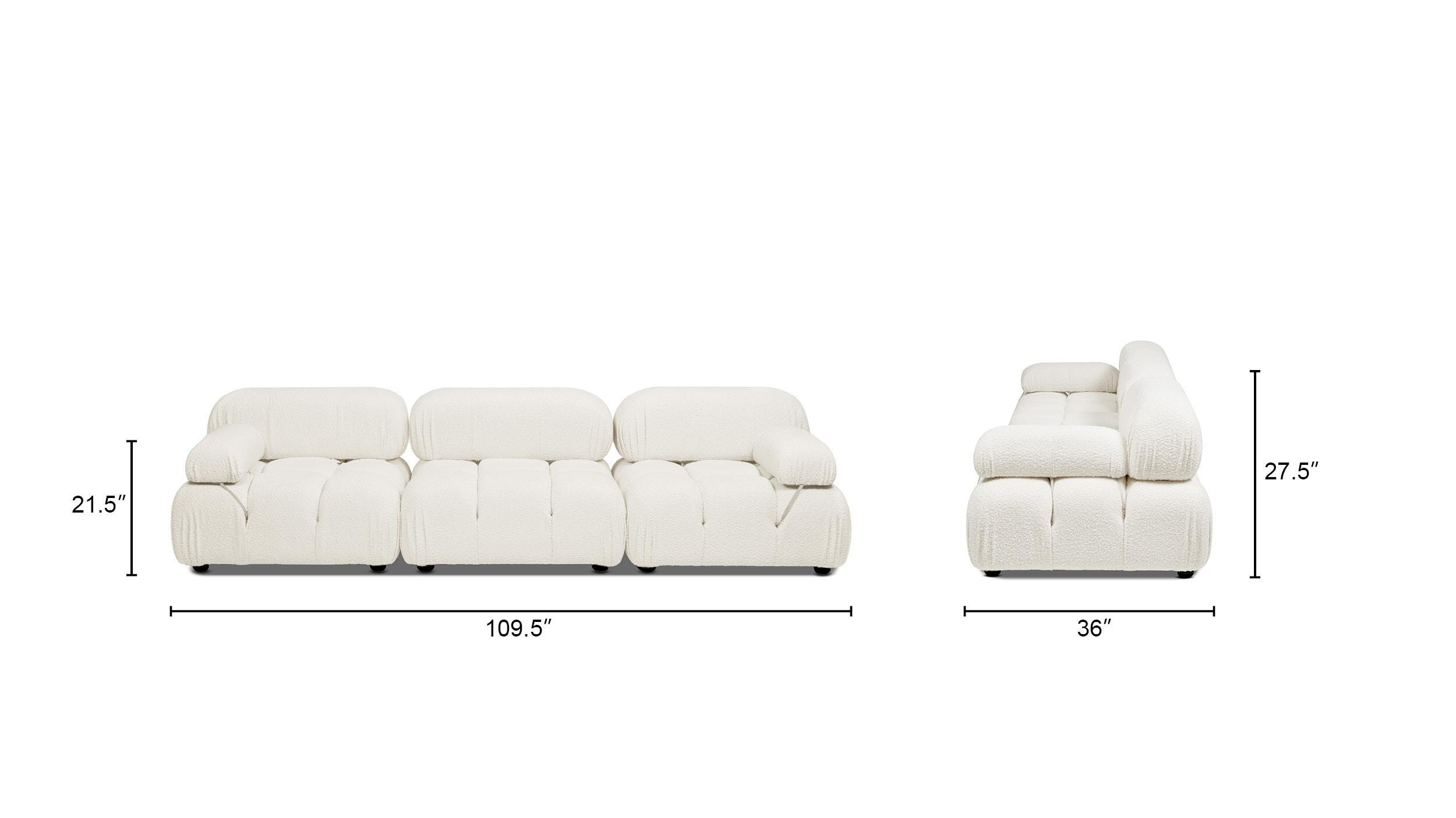 Jennifer Taylor Home Marcel Bubble Boucle Modular 3-Piece Sofa, Ivory White, large