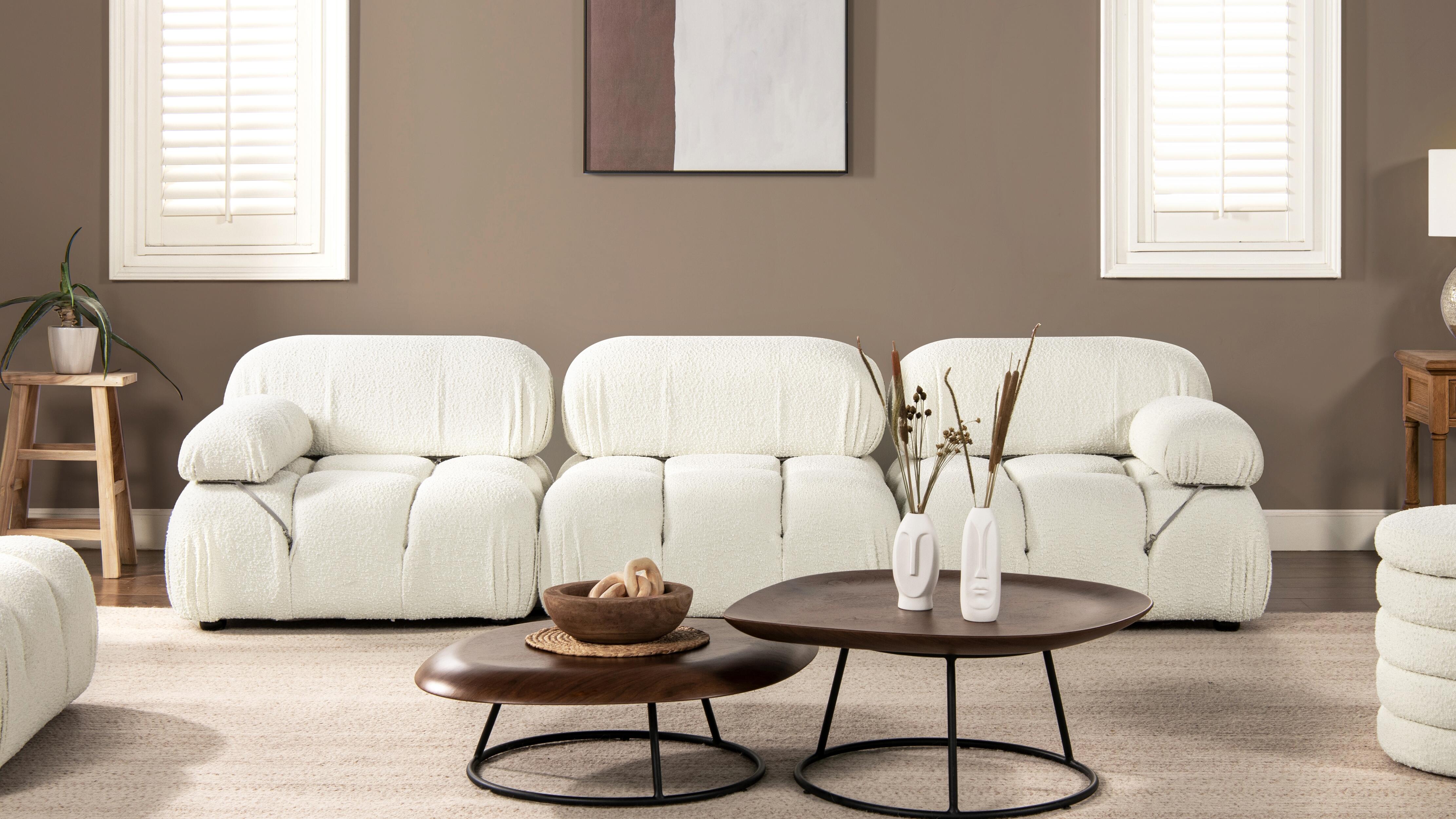 Jennifer Taylor Home Marcel Bubble Boucle Modular 3-Piece Sofa, Ivory White, large